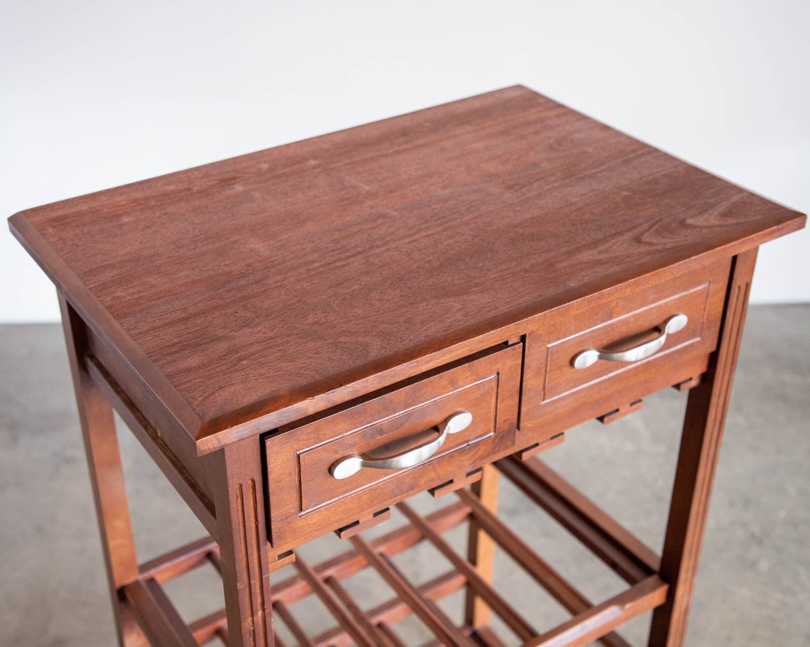 Wood Wine Rack with 2 Drawers - Thumbnail 4