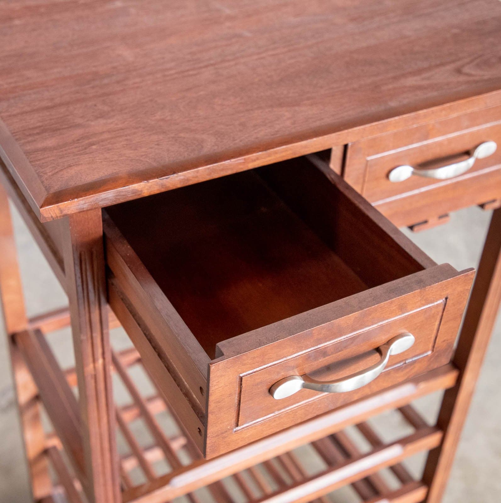 Wood Wine Rack with 2 Drawers - Thumbnail 5