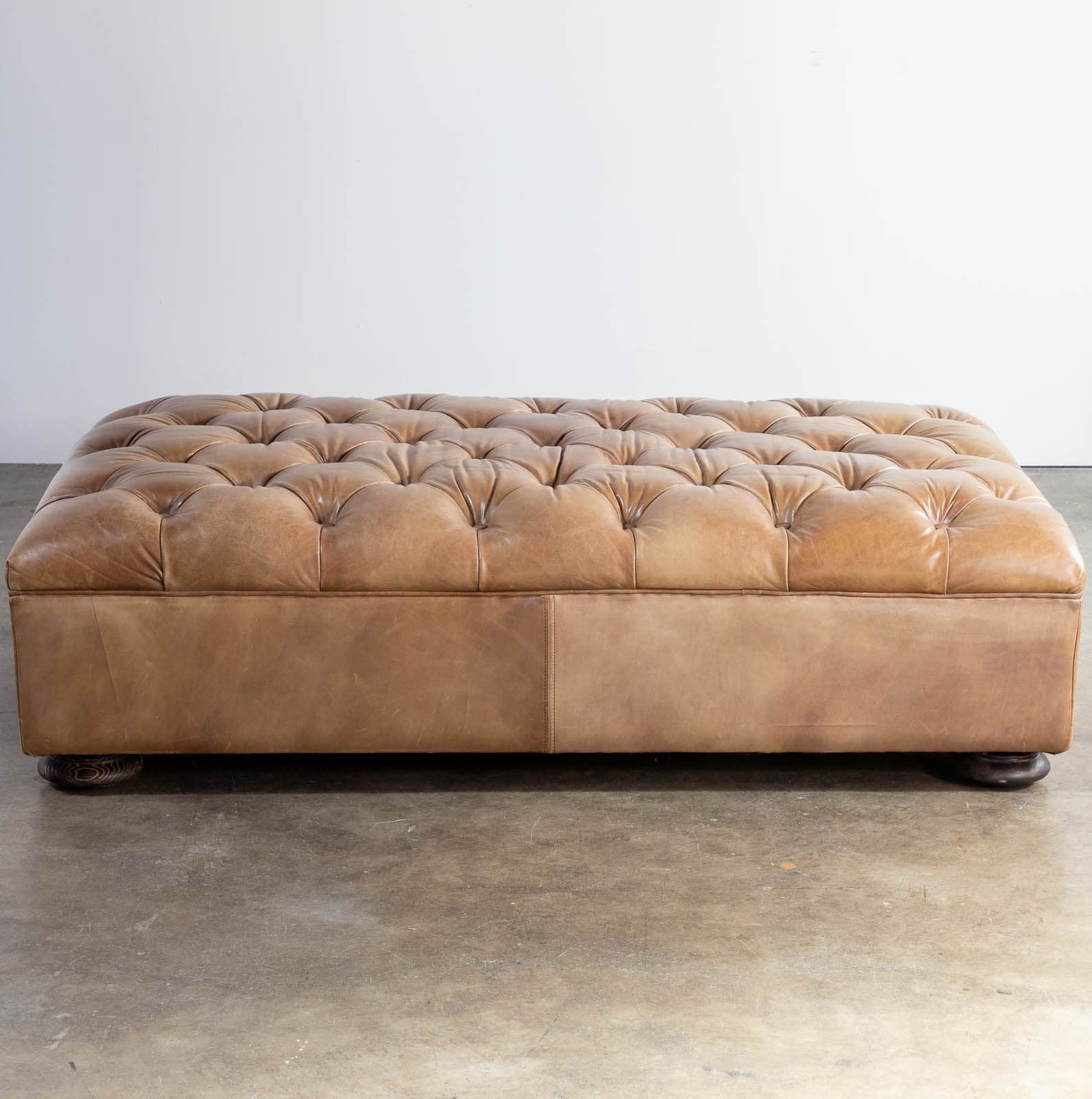 Restoration Hardware Tufted Leather Ottoman
