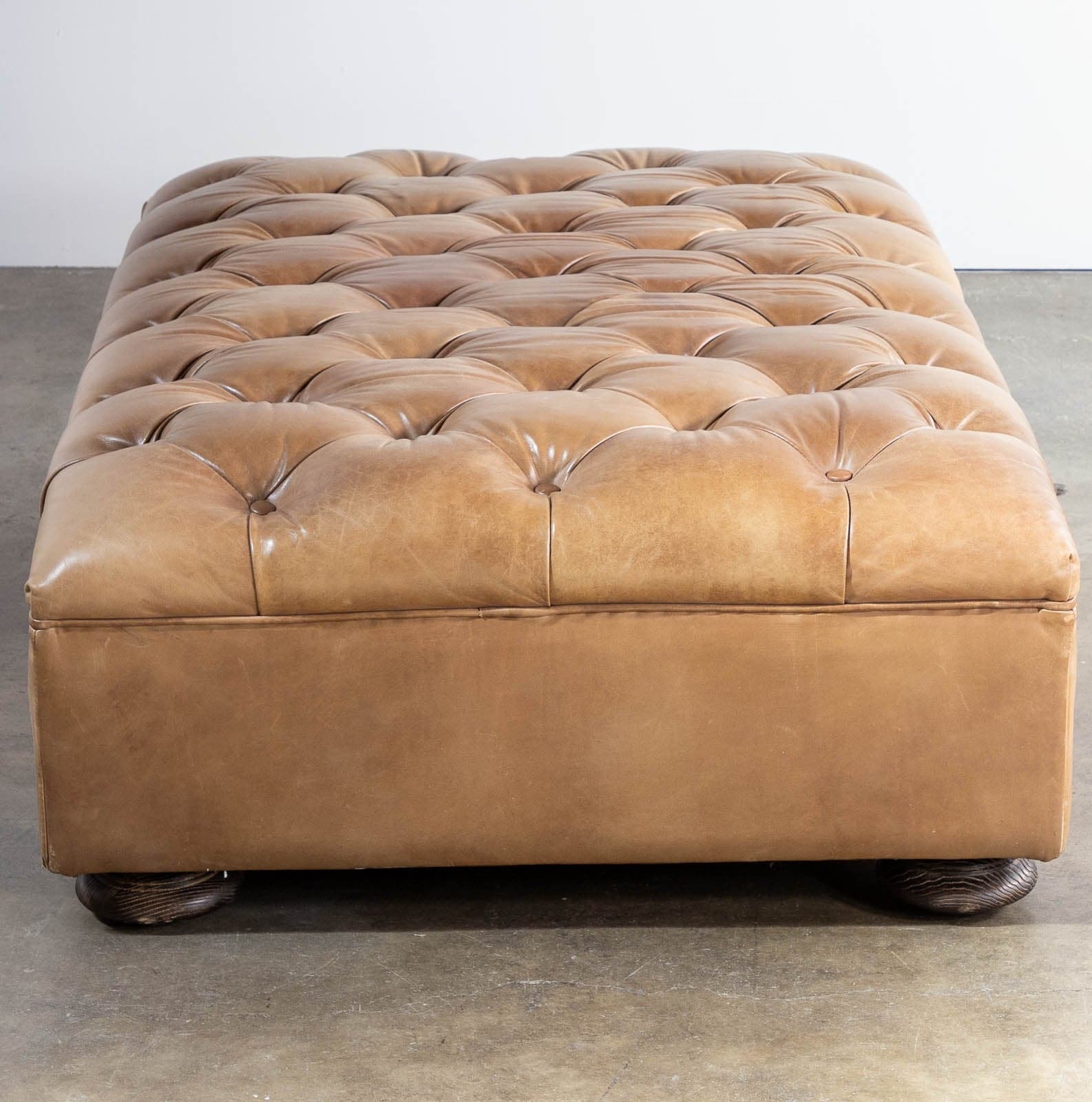 Restoration Hardware Tufted Leather Ottoman - Thumbnail 3