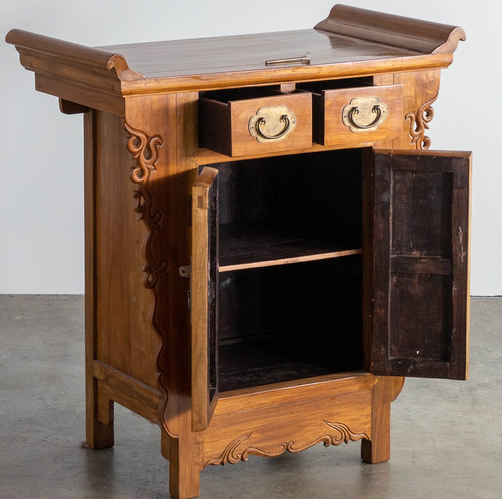 Sandalwood Console Table w/ Cabinet + 2 Drawers - Thumbnail 3