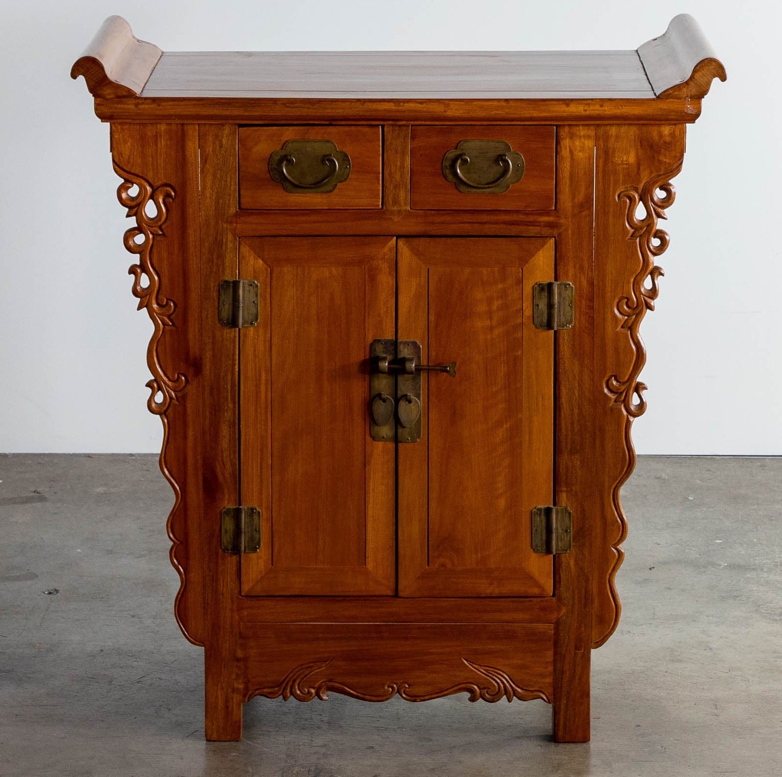 Sandalwood Console Table w/ Cabinet + 2 Drawers - Thumbnail 2