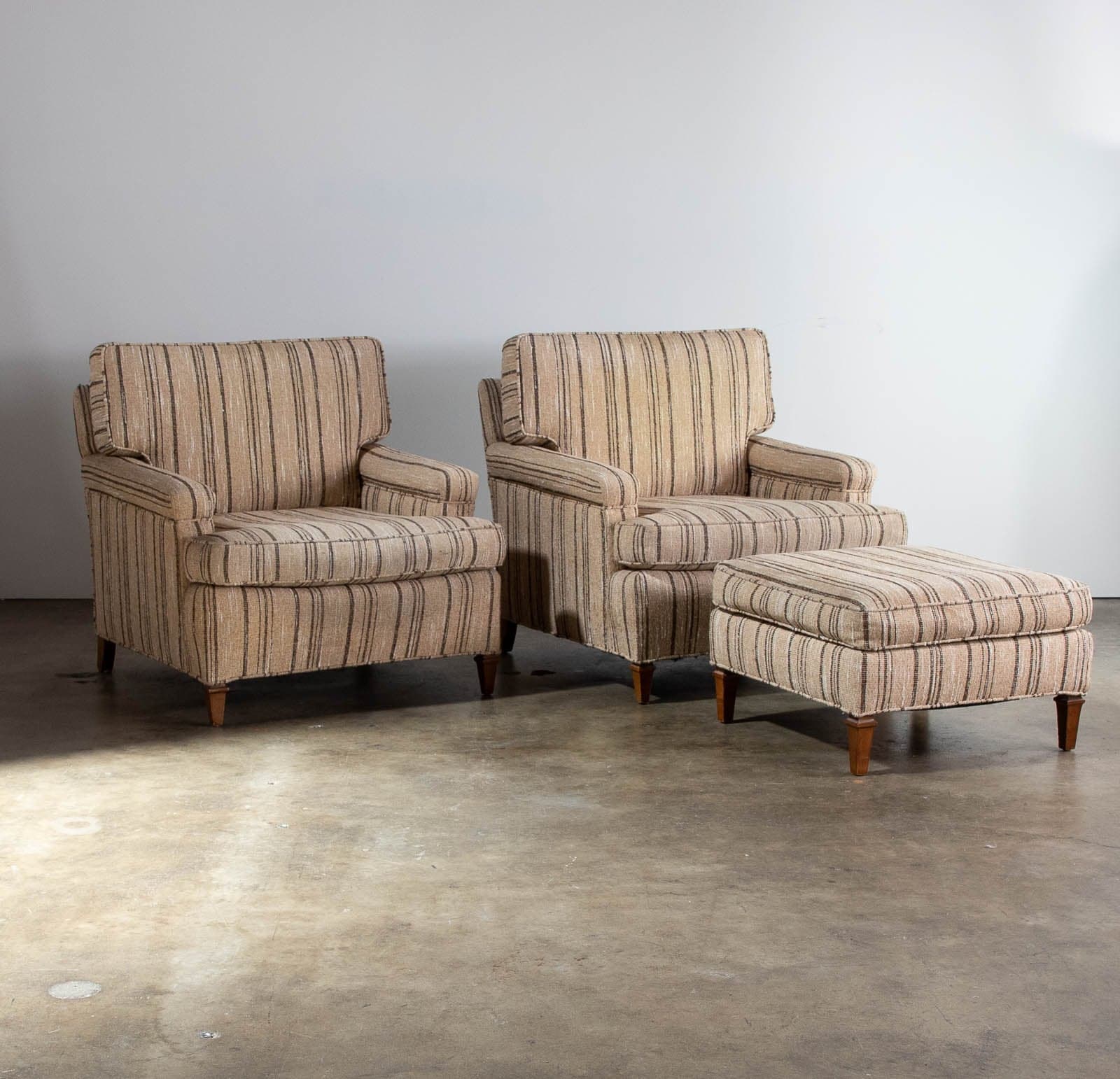 Pair of Upholstered Armchairs w/ 1 Ottoman - Thumbnail 2