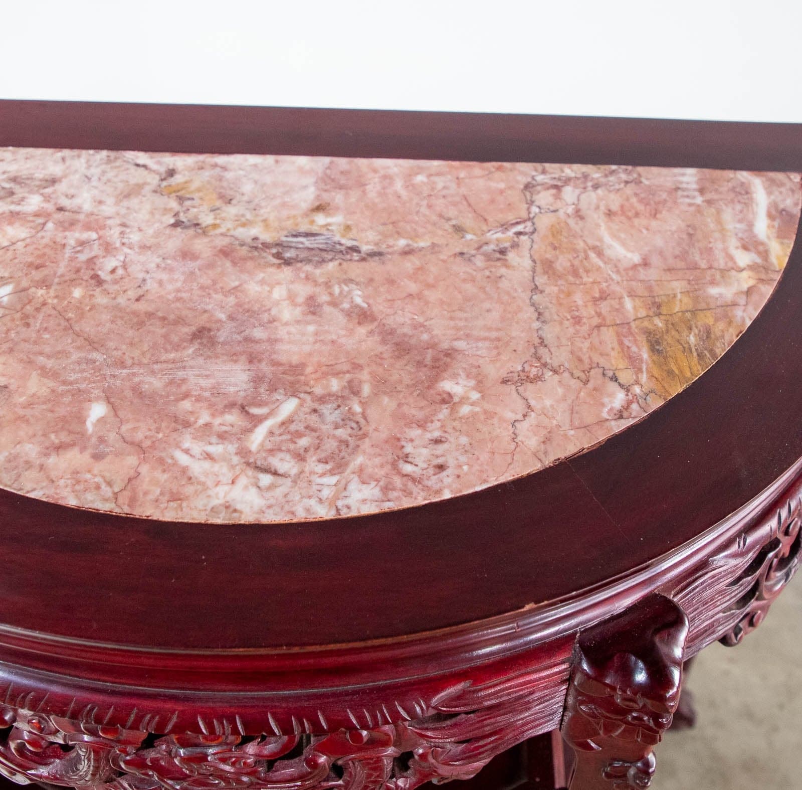 Rosewood Side Tables w/ Shelves & Marble Top (Set of 2) - Thumbnail 6