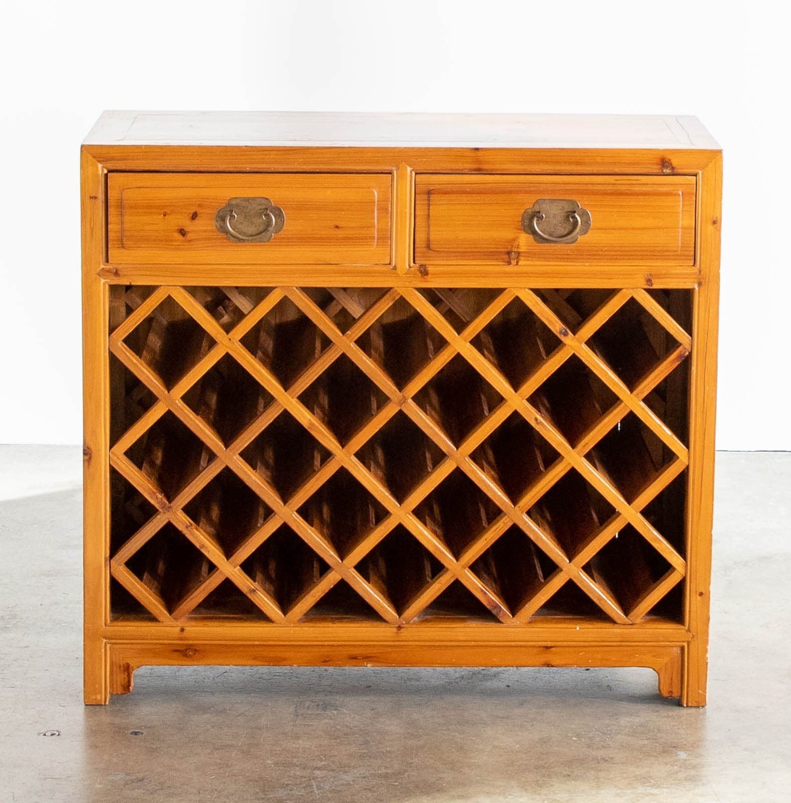 Sandalwood Console Table w/ 2 Drawers & Wine Storage - Image 1