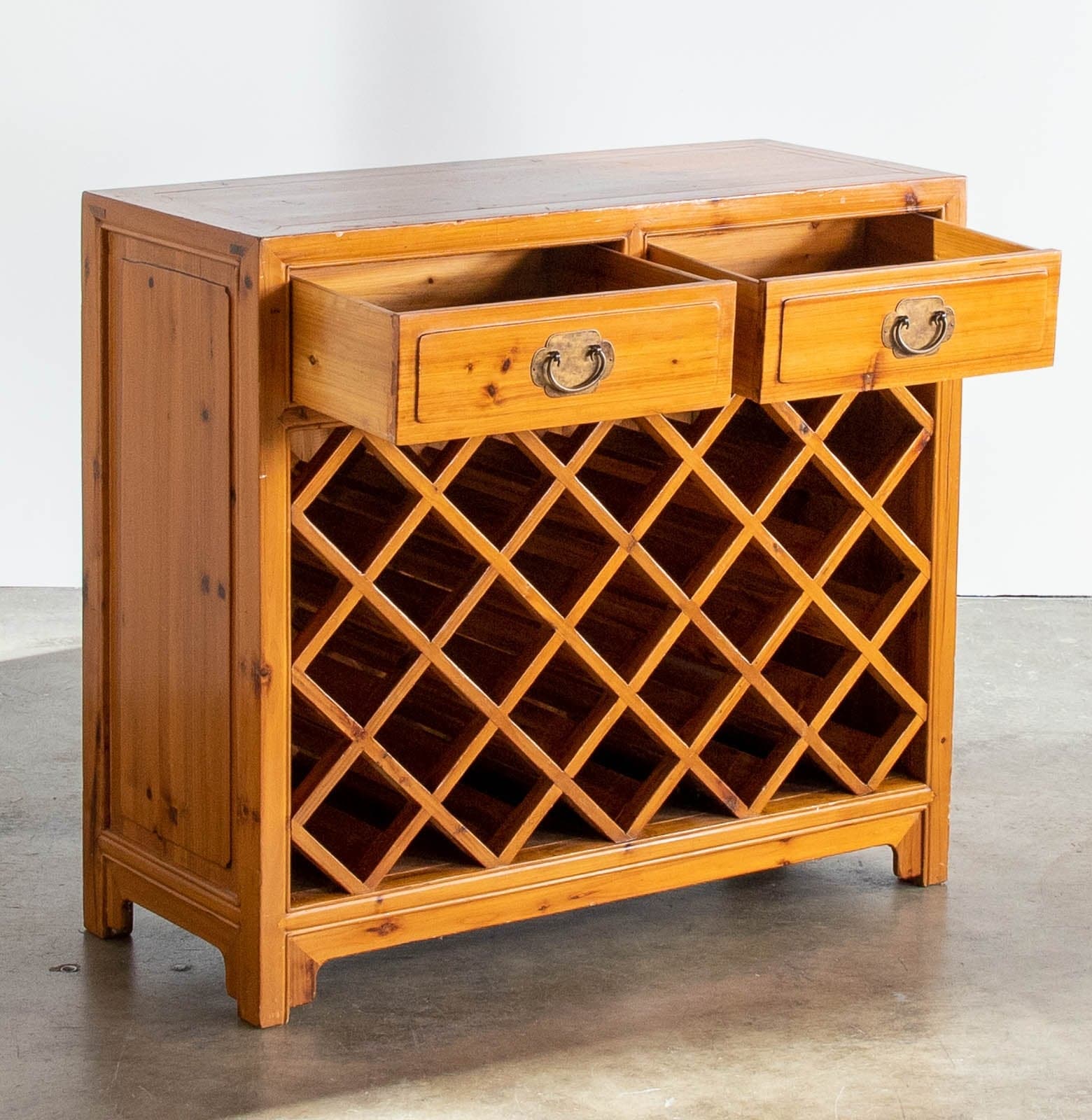 Sandalwood Console Table w/ 2 Drawers & Wine Storage - Thumbnail 3