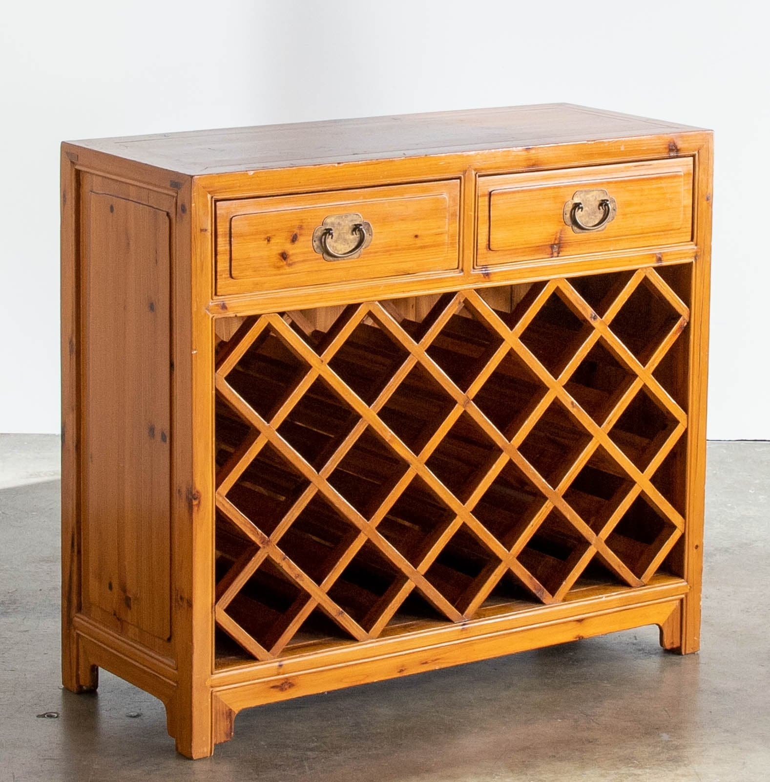 Sandalwood Console Table w/ 2 Drawers & Wine Storage - Thumbnail 2