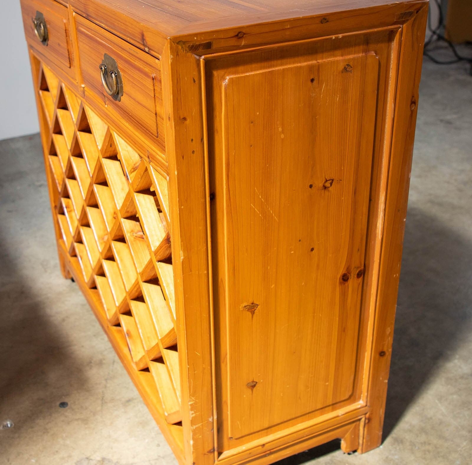 Sandalwood Console Table w/ 2 Drawers & Wine Storage - Thumbnail 7