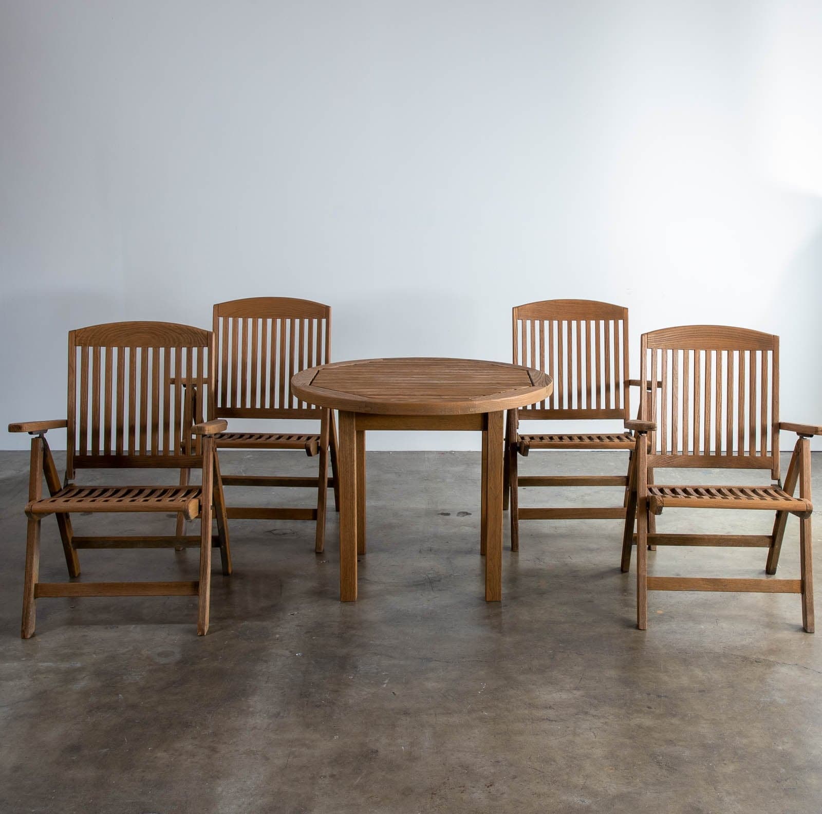 Gardenside Teak Patio Table and 4 Folding Chairs