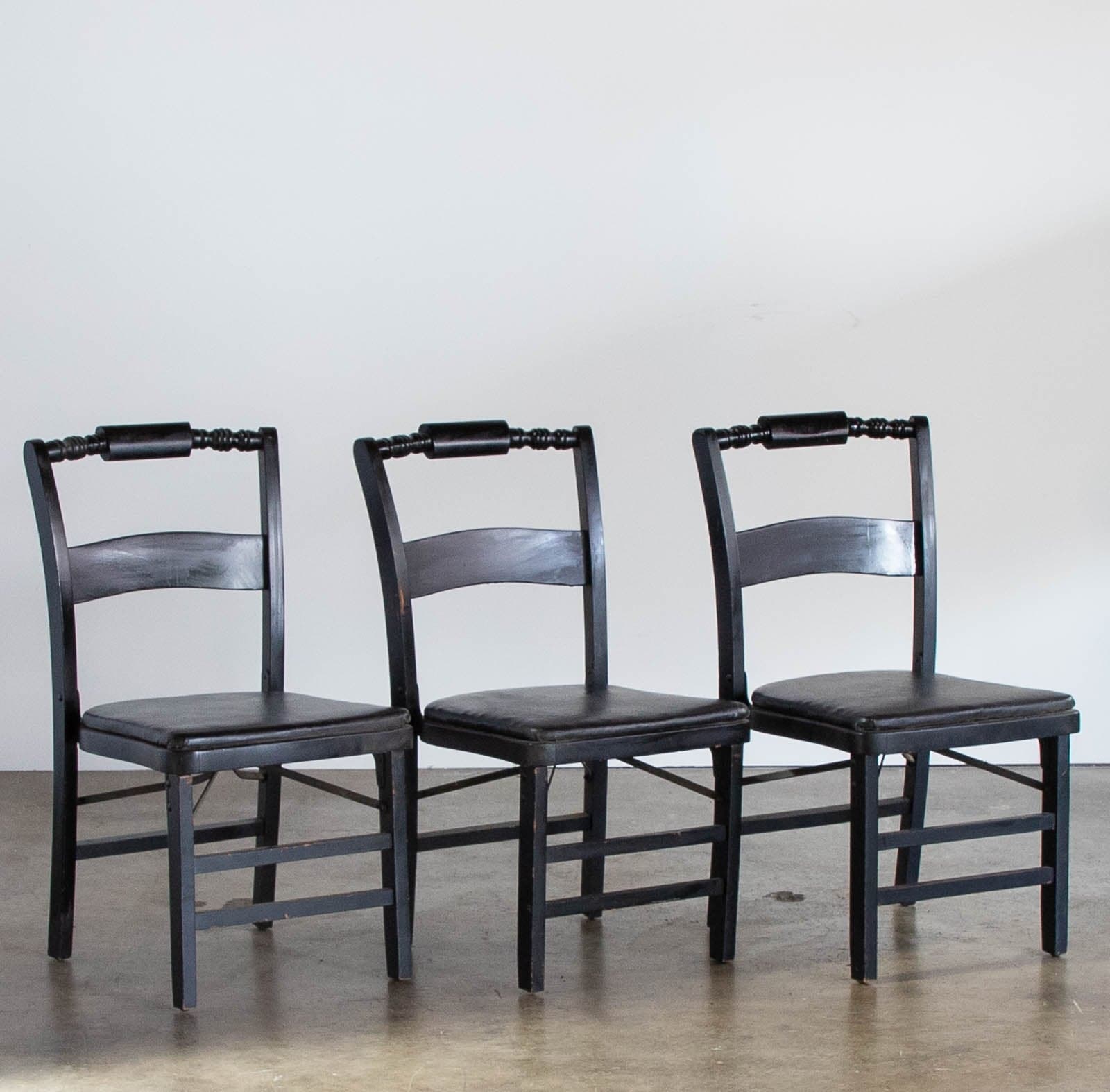 Vintage Folding Chair w/ Wood Frame & Cushioned Seat, 3 available