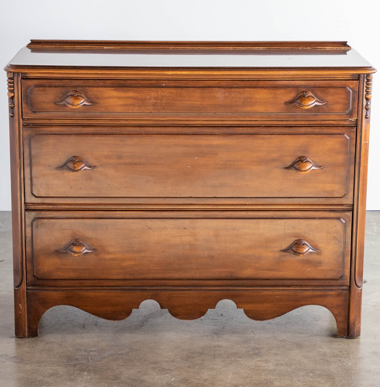 Vintage Wood Dresser with 3 Drawers - Image 1
