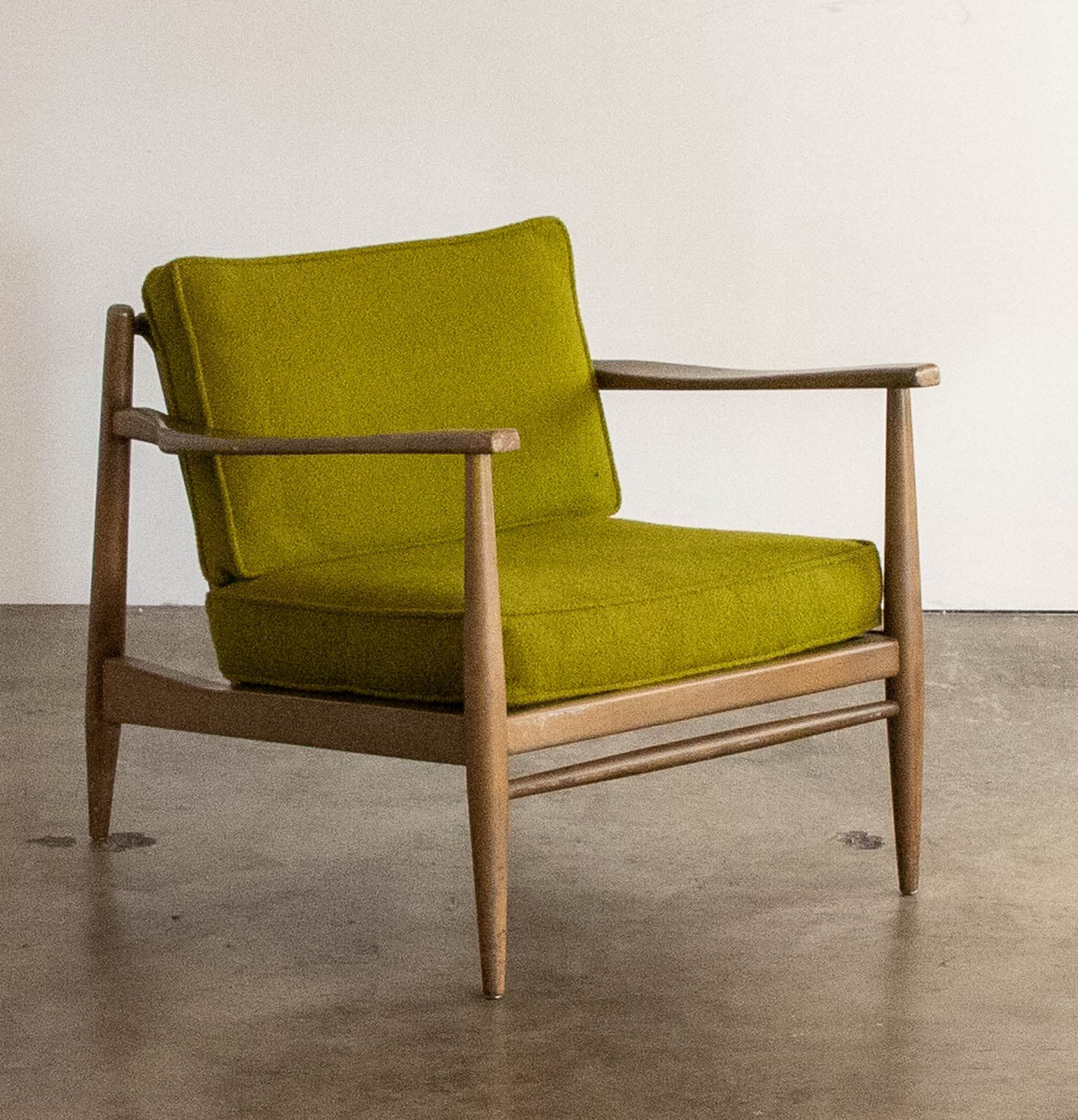 Mid Century Chair with Wood Frame and Upholstered Cushion - Image 1
