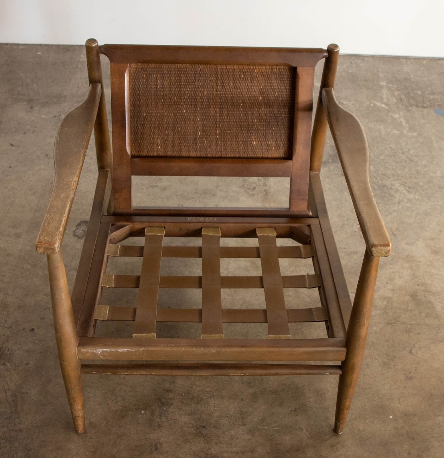 Mid Century Chair with Wood Frame and Upholstered Cushion - Thumbnail 6