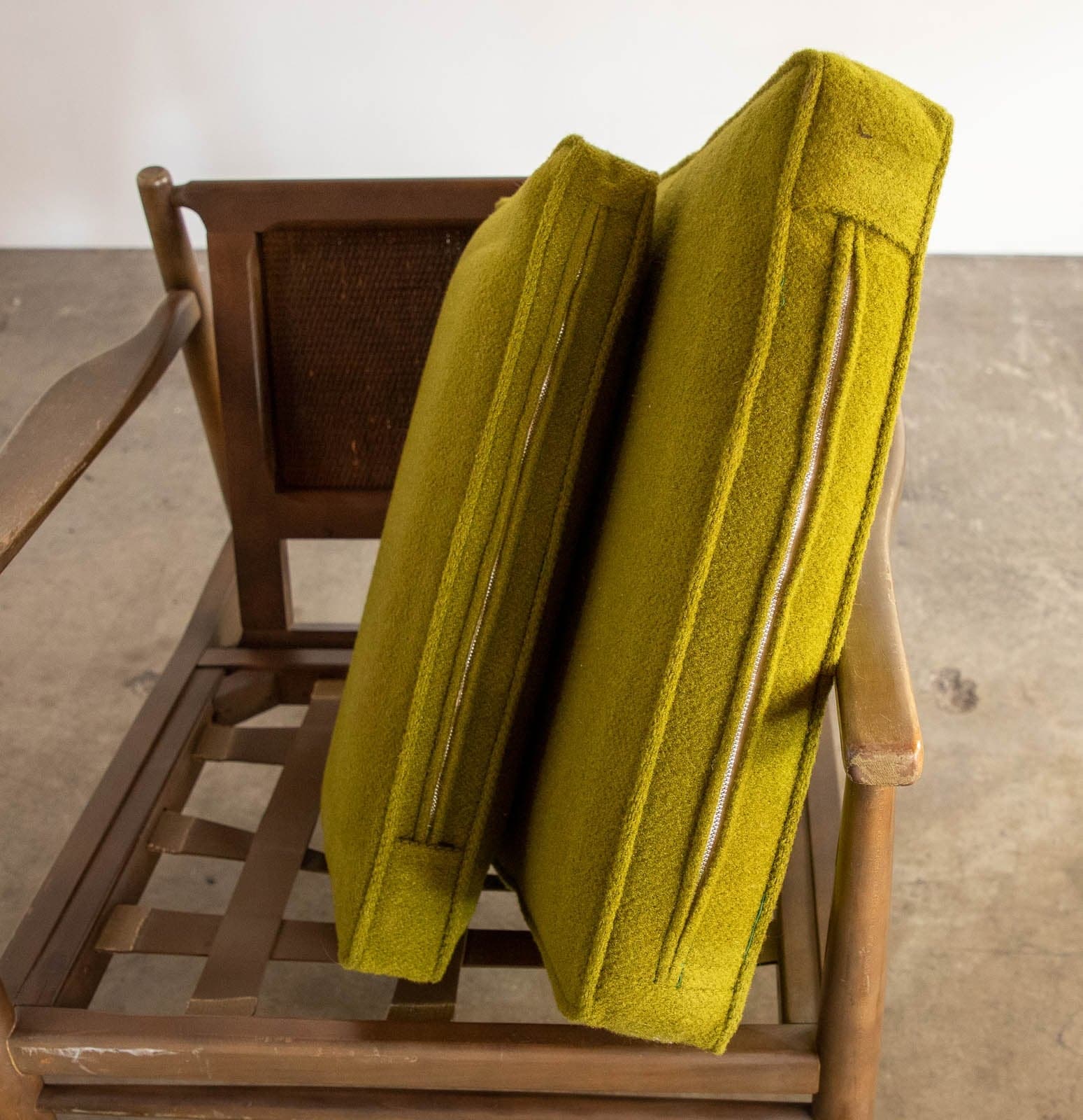 Mid Century Chair with Wood Frame and Upholstered Cushion - Thumbnail 7