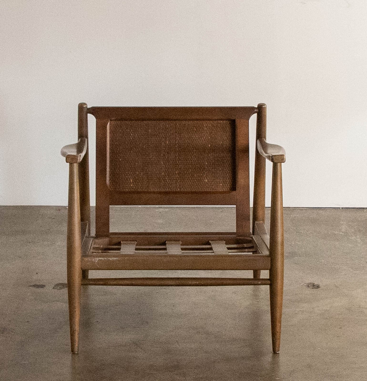 Mid Century Chair with Wood Frame and Upholstered Cushion - Thumbnail 5