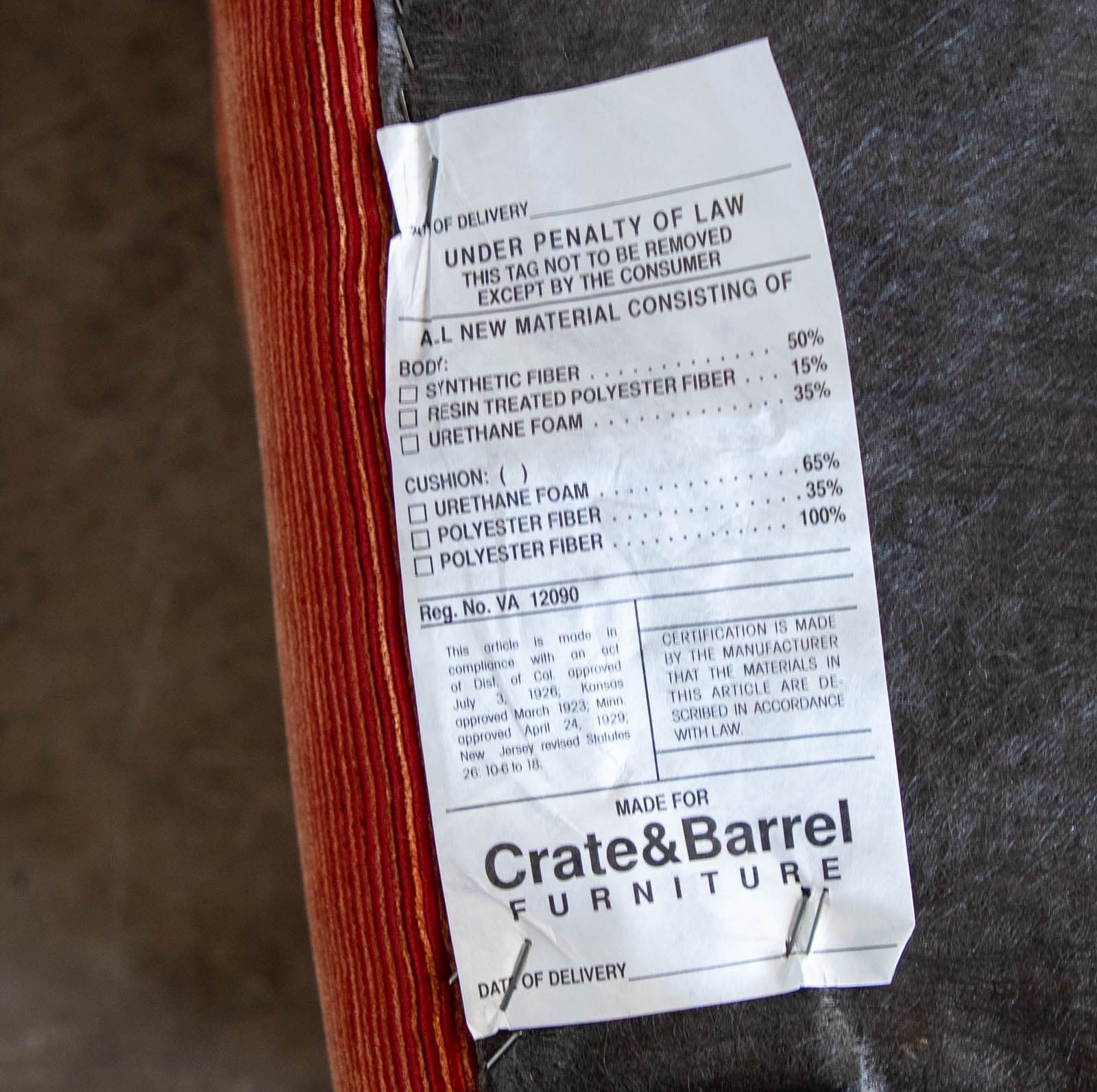 Crate & Barrel Upholstered Ottoman, Red - Thumbnail 4