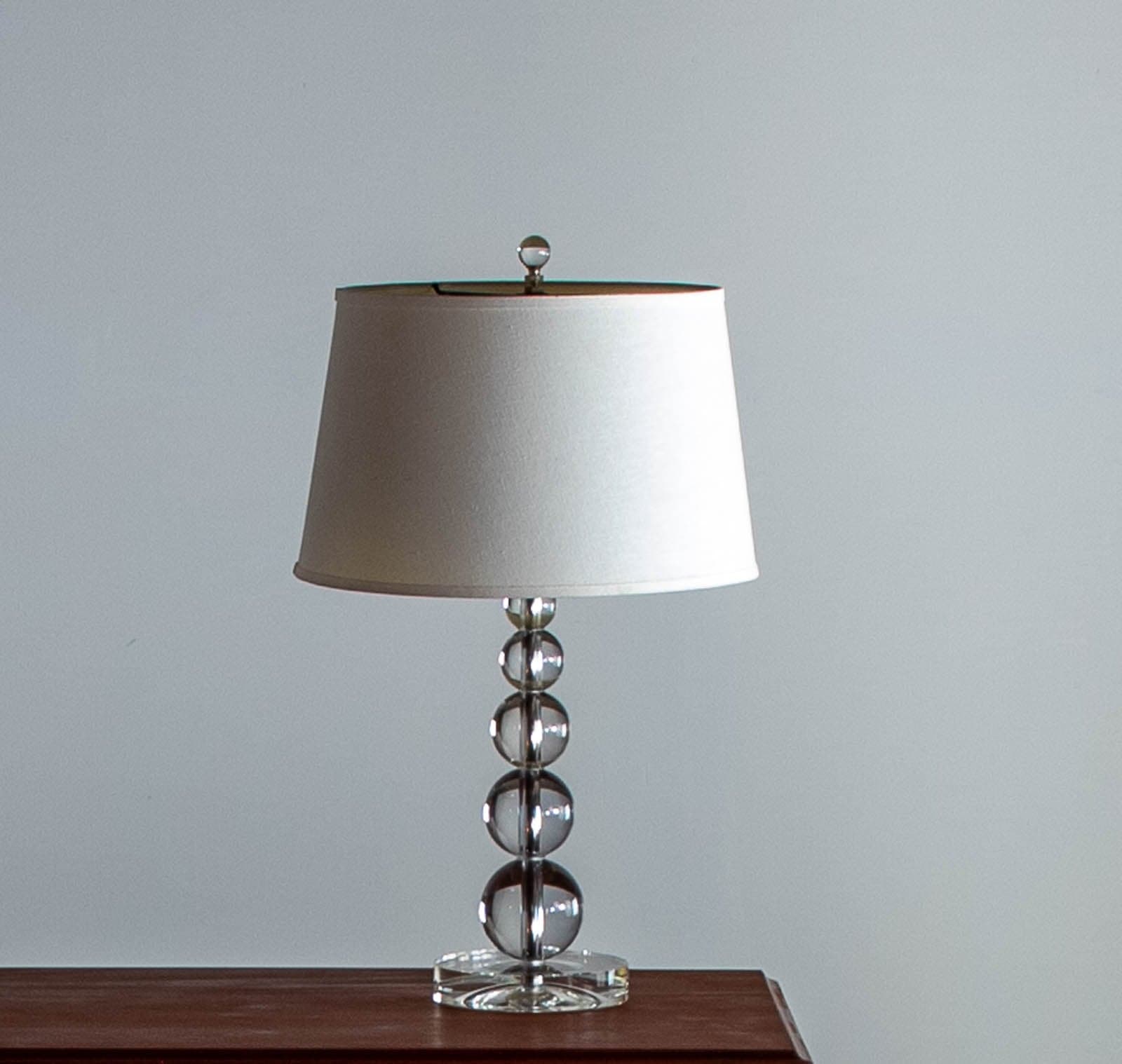 Table Lamp with Glass Base and Fabric Shade - Thumbnail 2