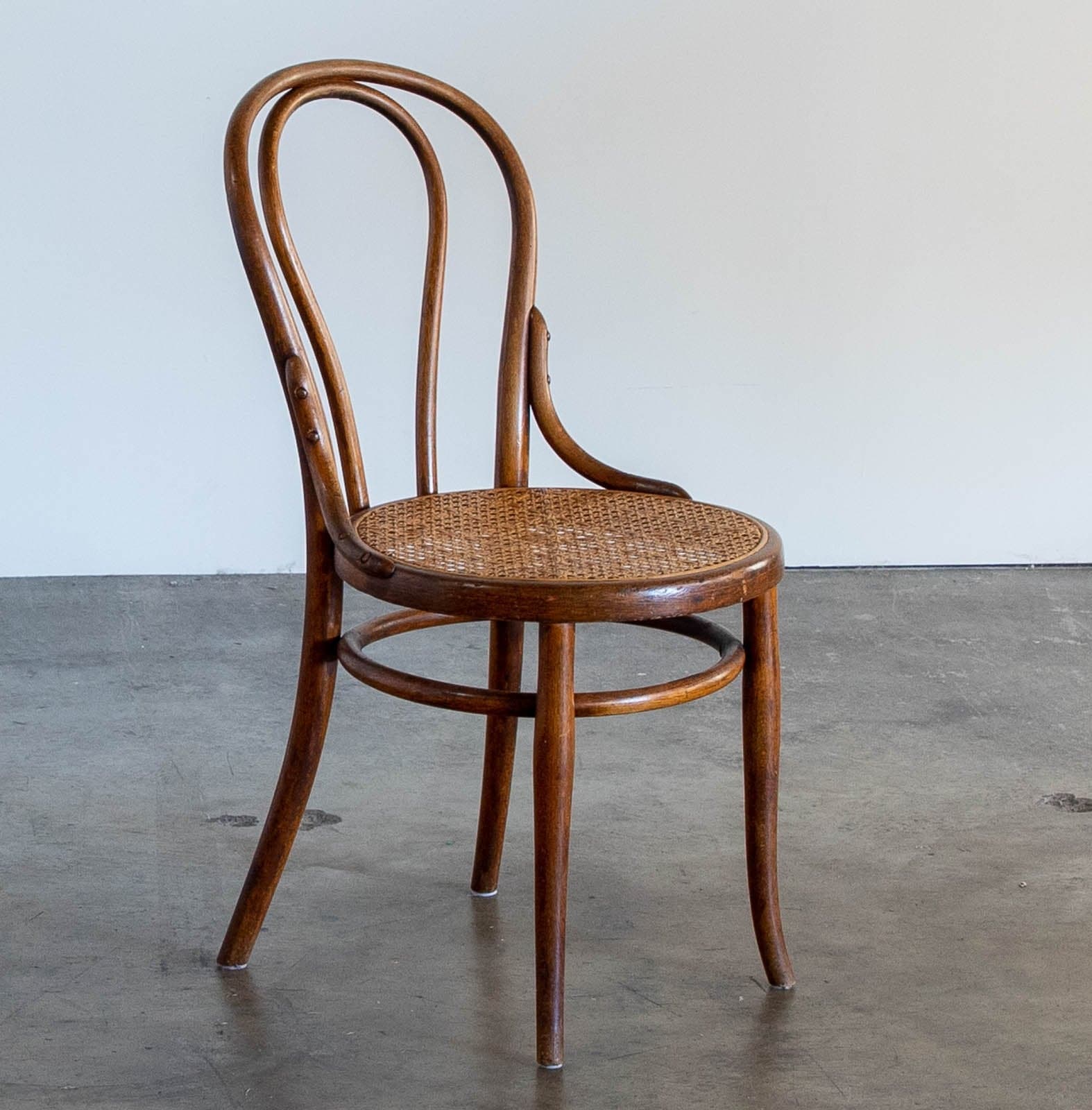 Wood Side Chair with Rattan Seat