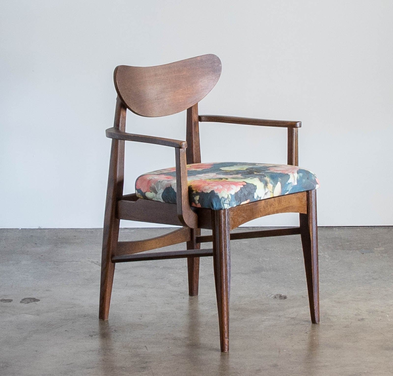 Mid-Century Wood Armchair with Upholstered Seat - Thumbnail 2