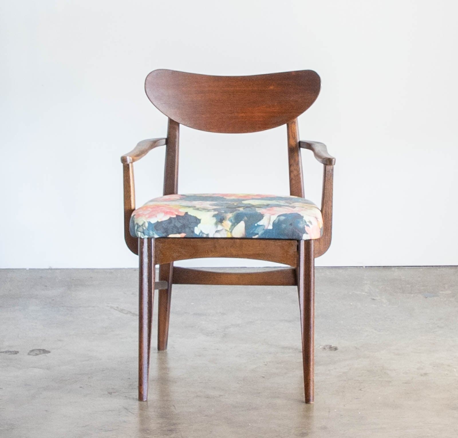 Mid-Century Wood Armchair with Upholstered Seat - Image 1