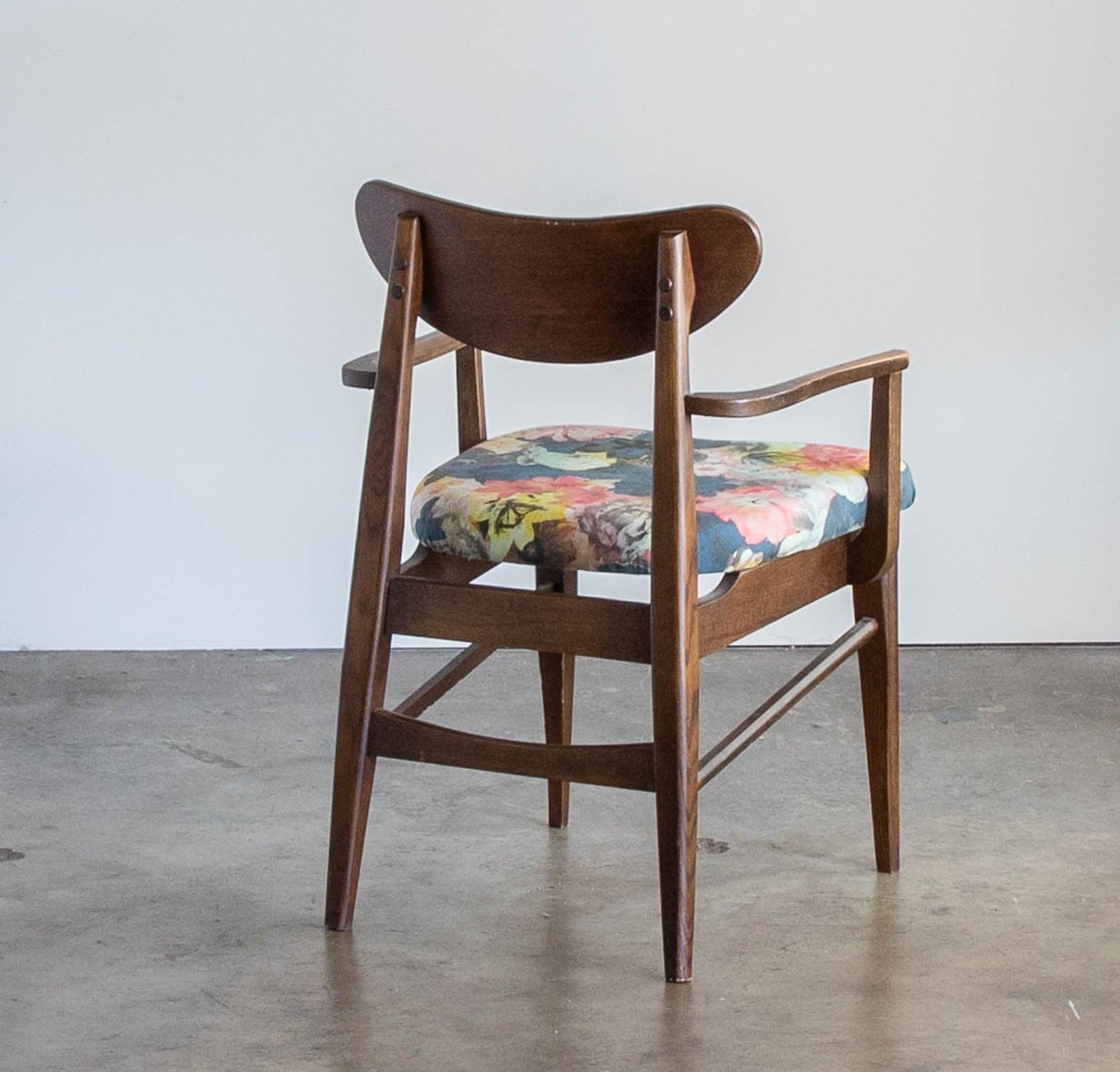 Mid-Century Wood Armchair with Upholstered Seat - Thumbnail 5