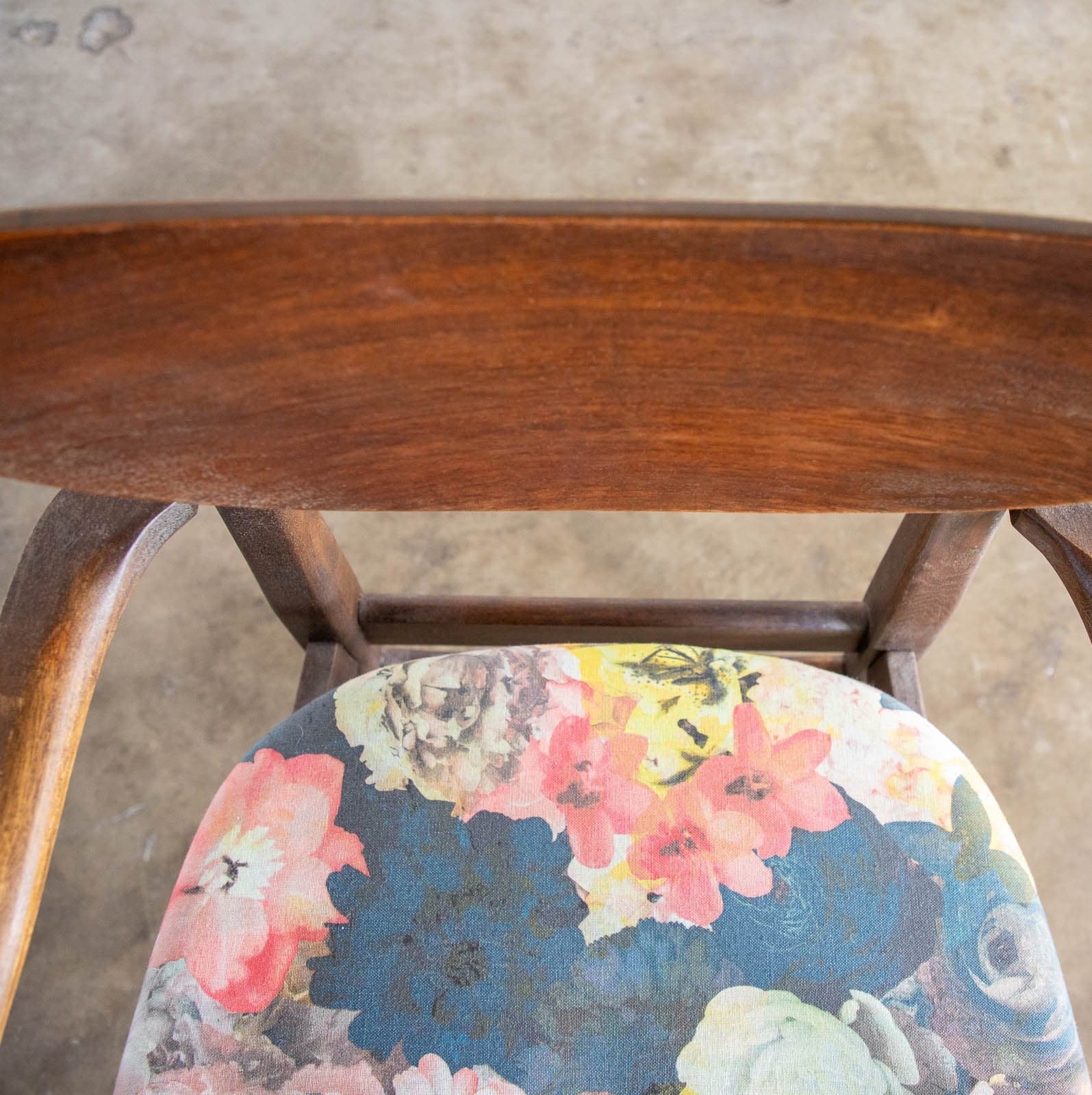 Mid-Century Wood Armchair with Upholstered Seat - Thumbnail 7