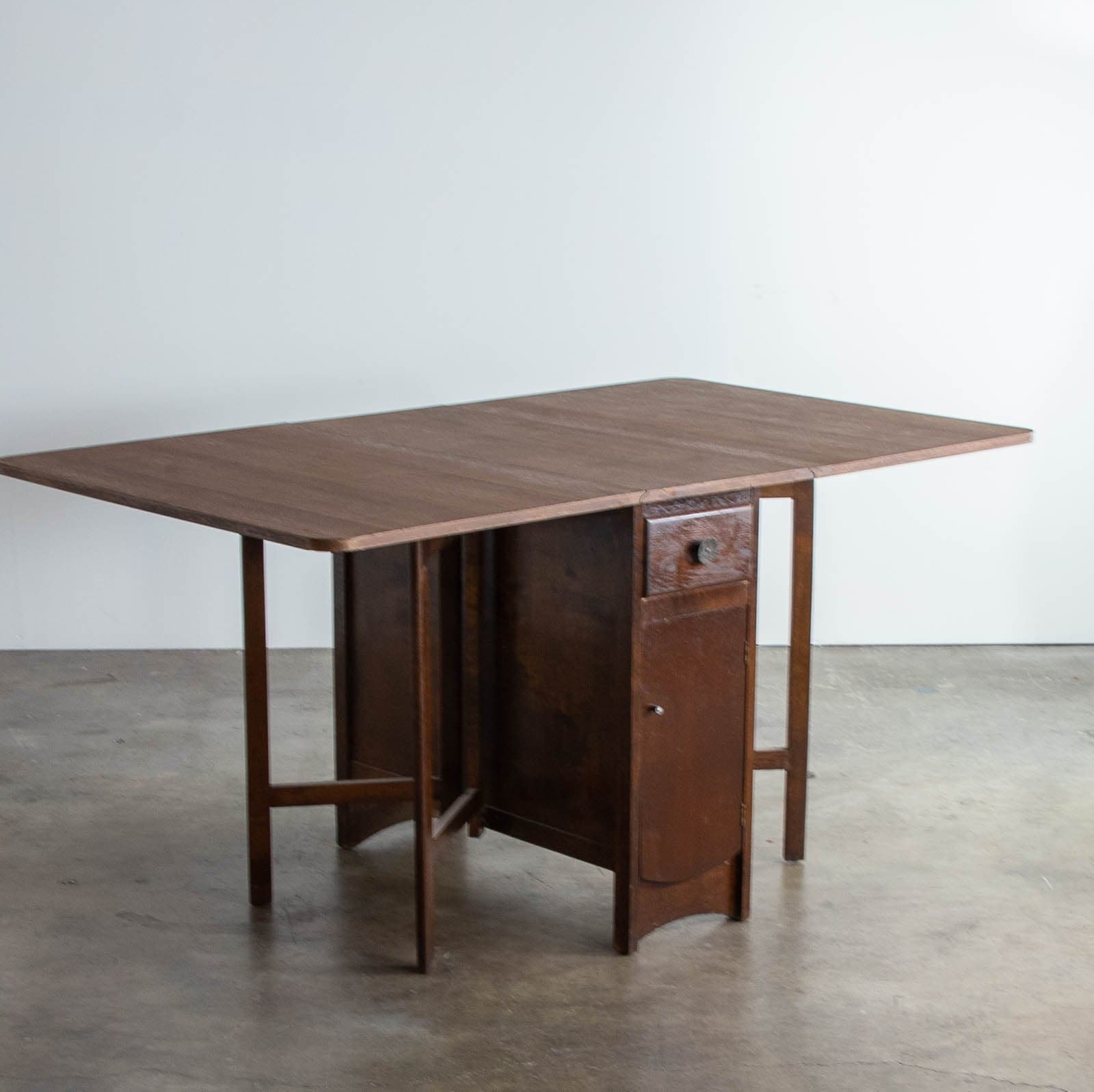 Vintage Dropleaf Table with Drawer and Cabinet - Thumbnail 4