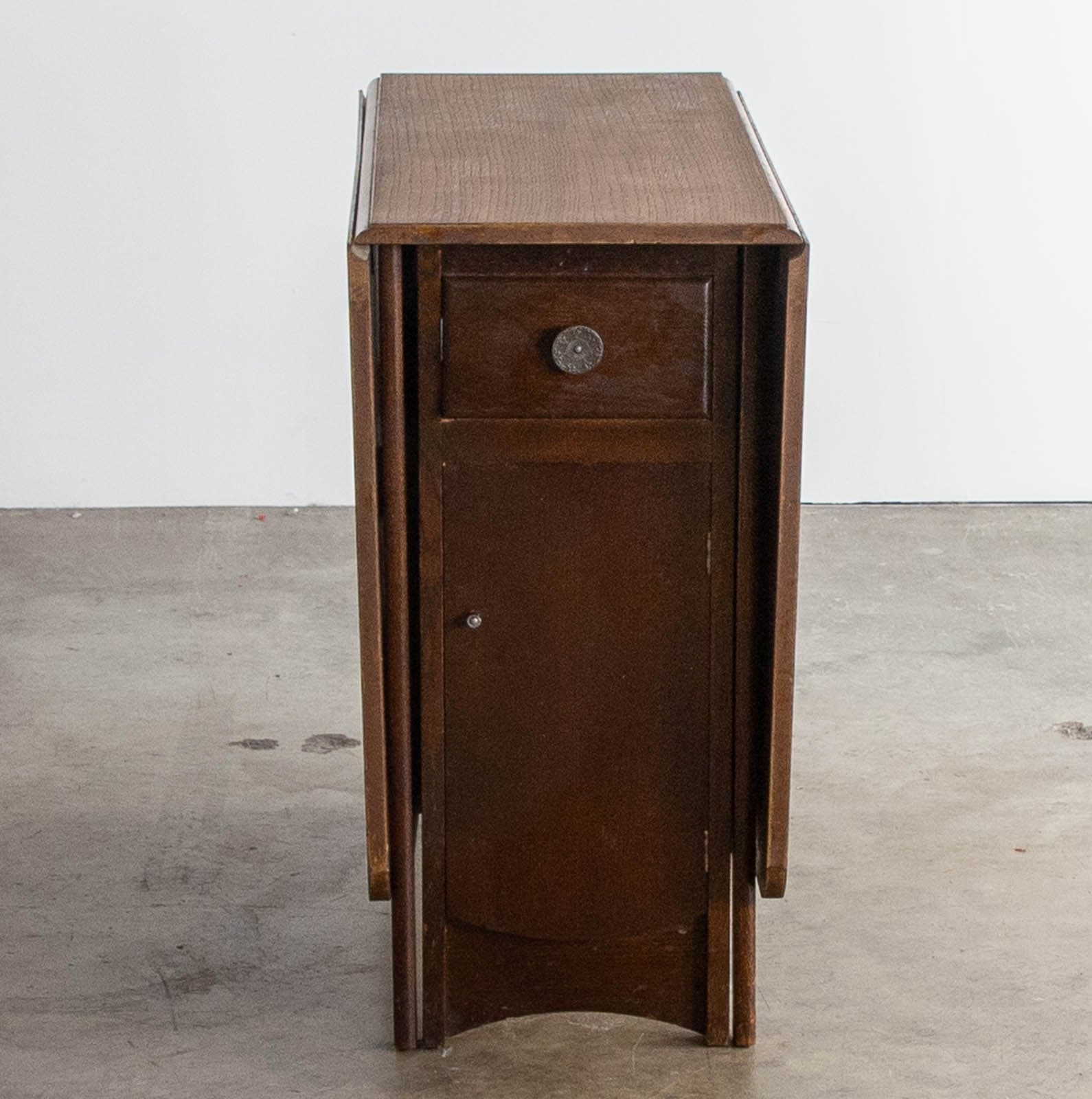 Vintage Dropleaf Table with Drawer and Cabinet - Image 1