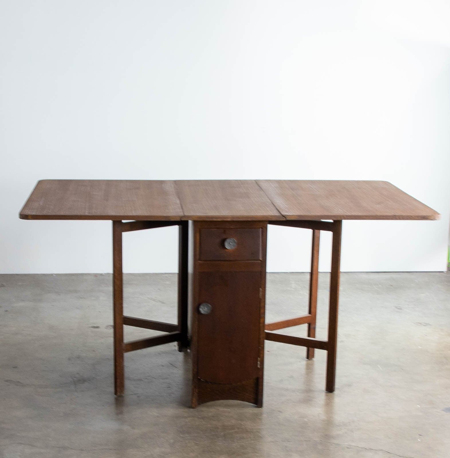 Vintage Dropleaf Table with Drawer and Cabinet - Thumbnail 6