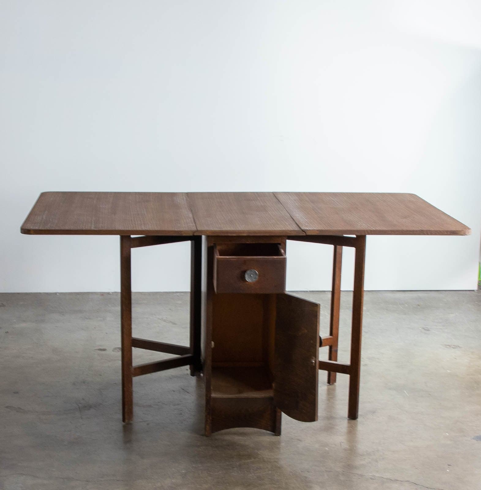 Vintage Dropleaf Table with Drawer and Cabinet - Thumbnail 7