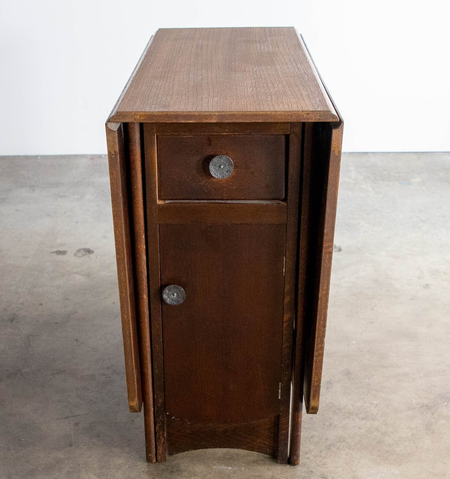 Vintage Dropleaf Table with Drawer and Cabinet - Thumbnail 10