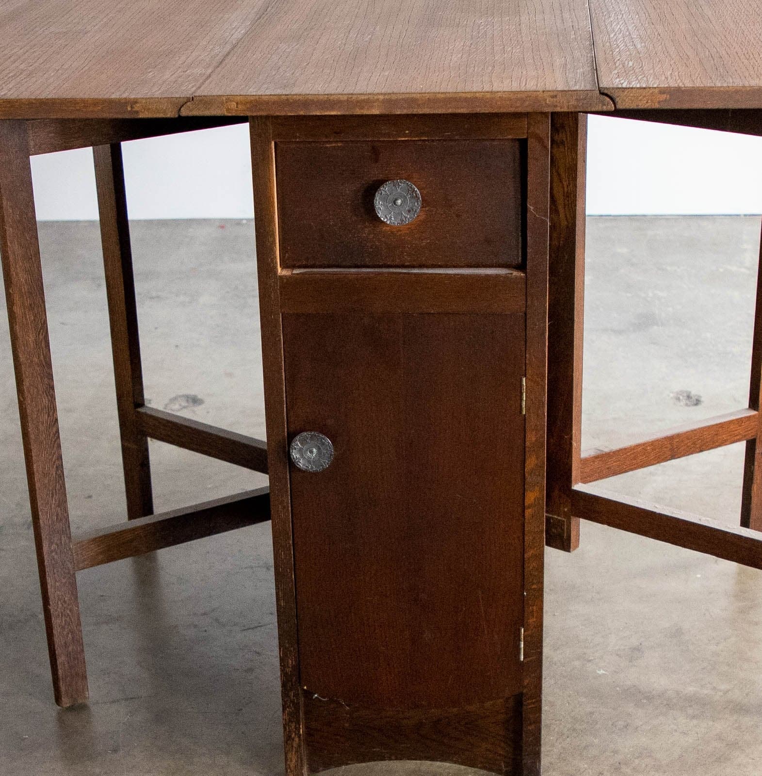 Vintage Dropleaf Table with Drawer and Cabinet - Thumbnail 8