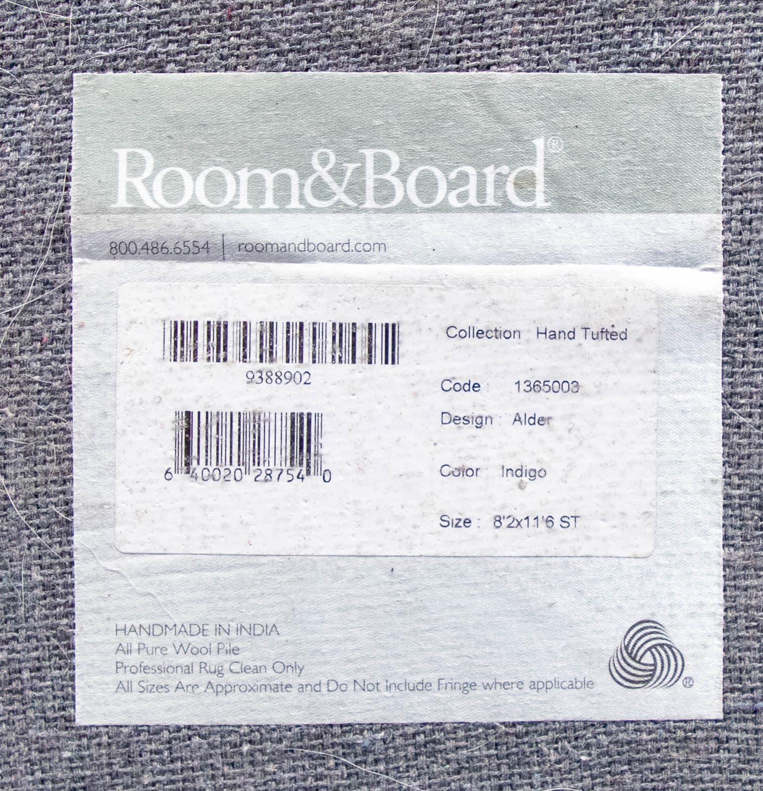 Room & Board Alder 8’2” x 11’6” Rug, Indigo - Thumbnail 4