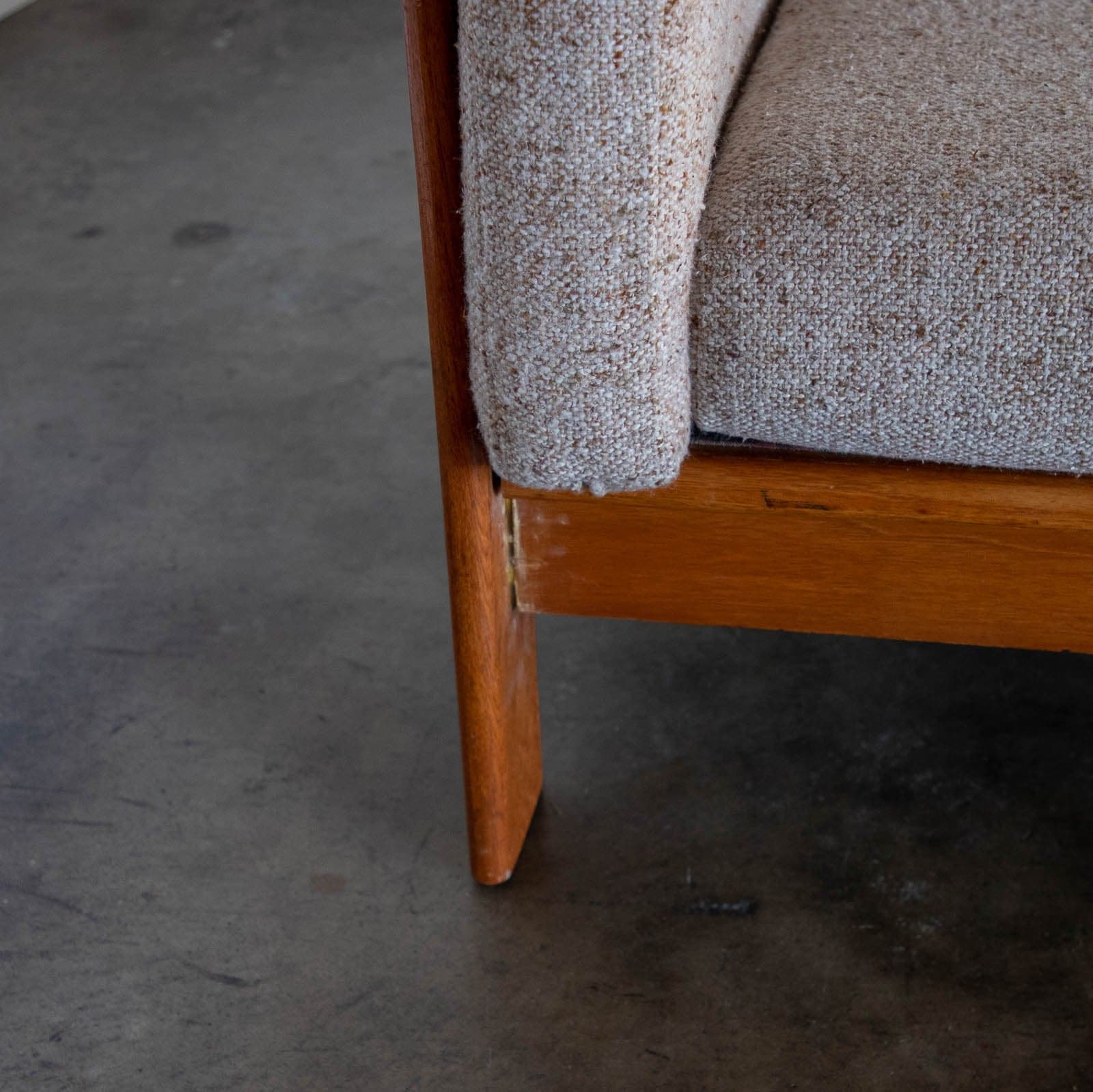 Mid Century Modern Sofa with Teak Wood Back Panel - Thumbnail 6