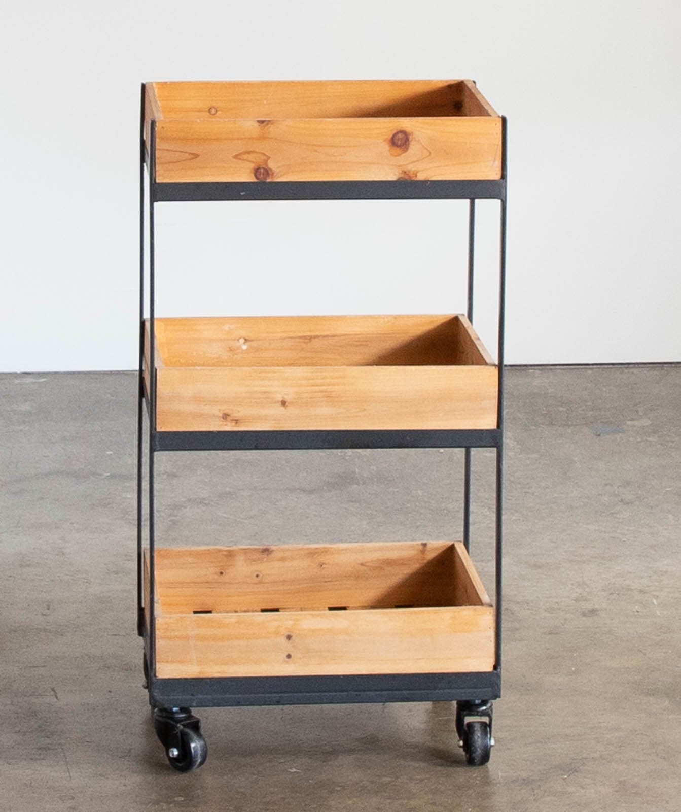 Cost Plus Wood 3 Tier Gavin Rolling Cart - Image 1