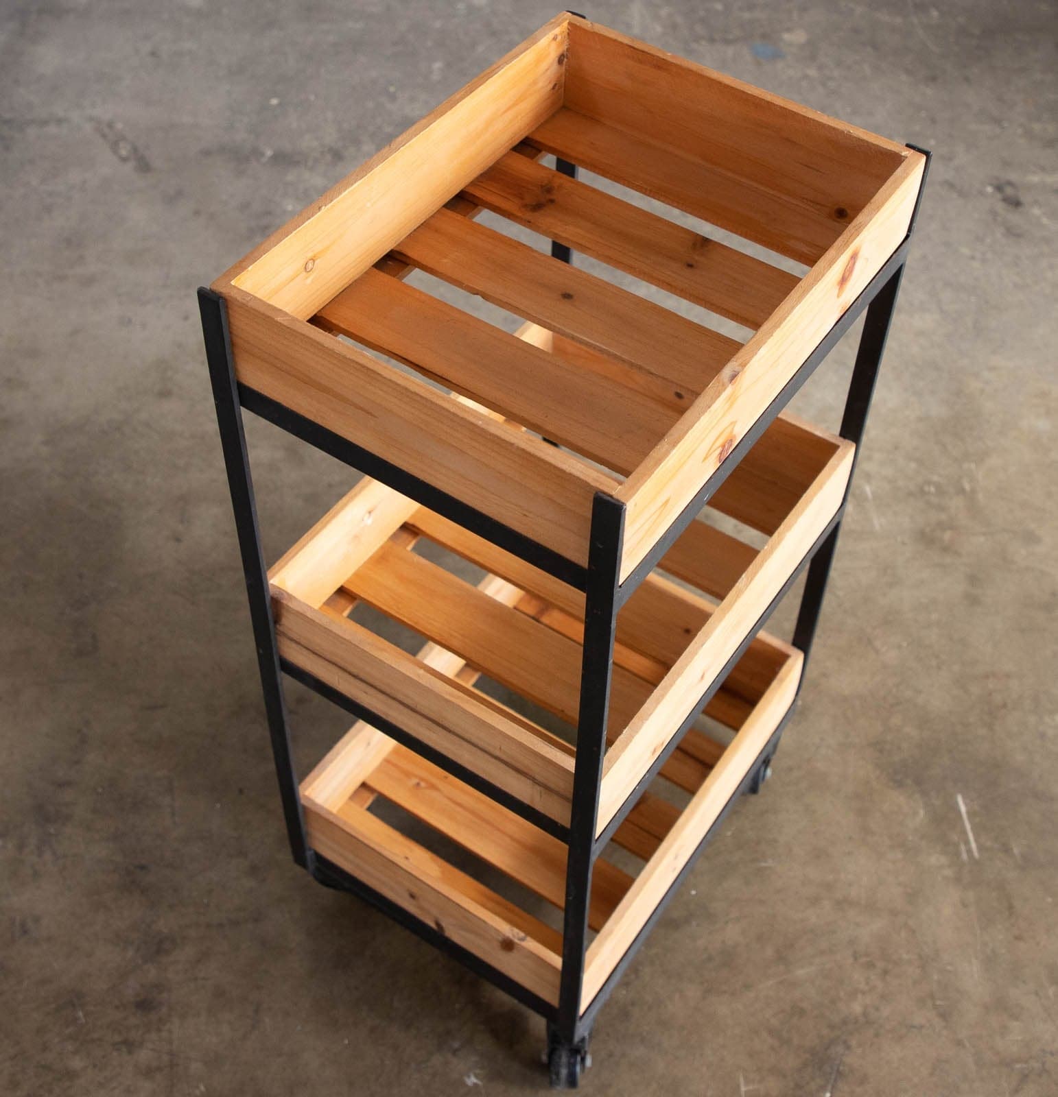 Cost Plus Wood 3 Tier Gavin Rolling Cart - Thumbnail 3