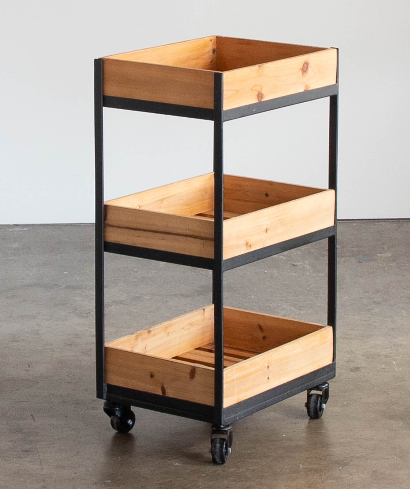 Cost Plus Wood 3 Tier Gavin Rolling Cart - Thumbnail 2