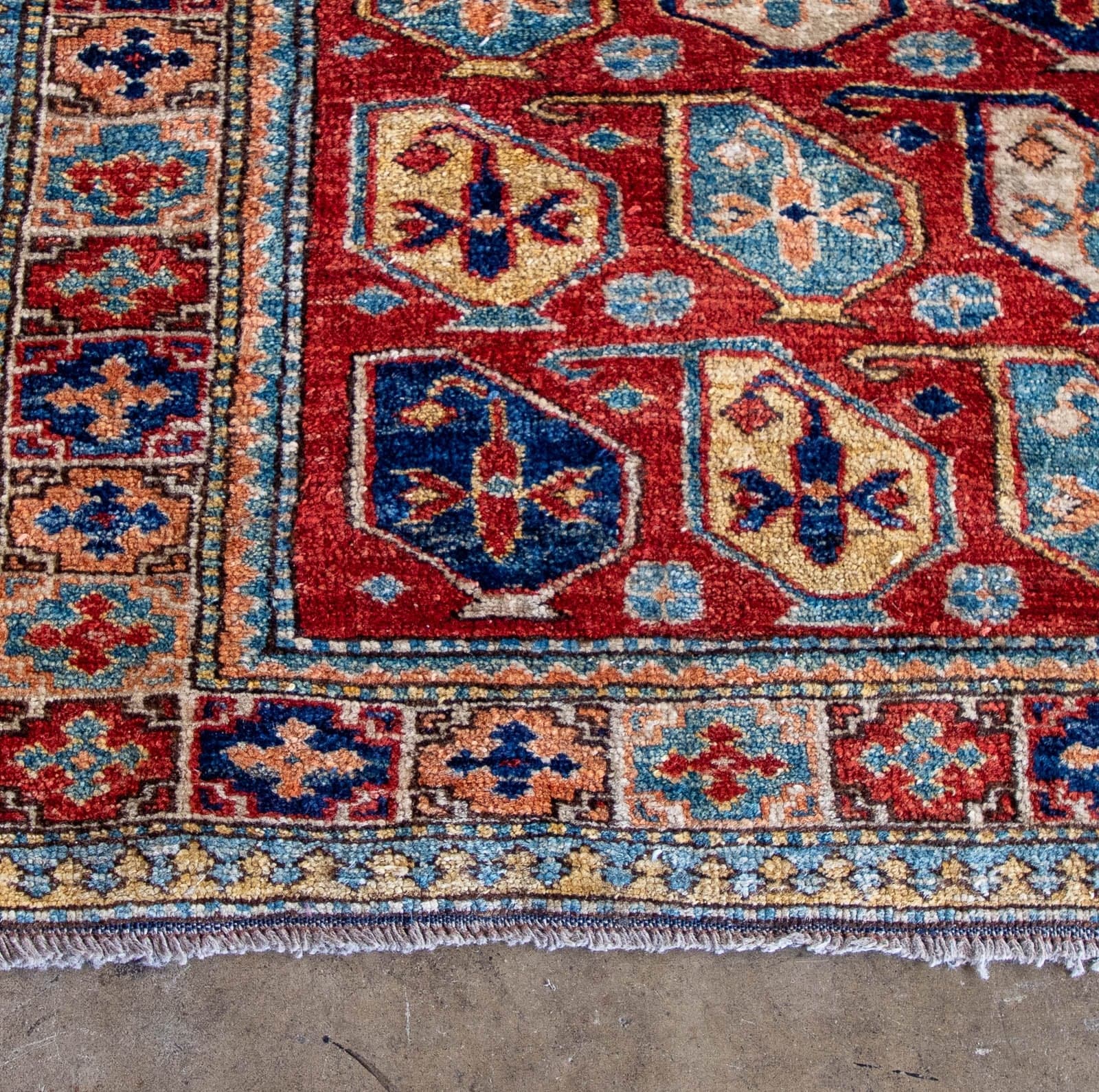 Vintage Persian Rug with Checkered Trim - Thumbnail 2
