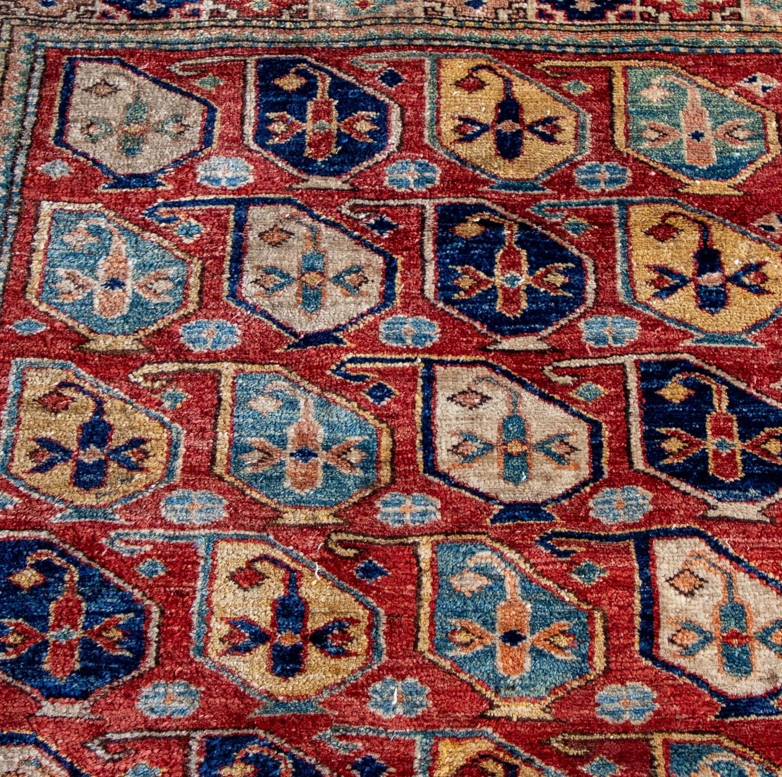 Vintage Persian Rug with Checkered Trim - Thumbnail 4