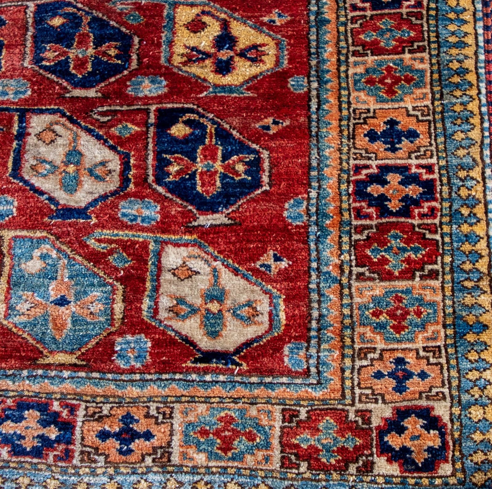 Vintage Persian Rug with Checkered Trim - Thumbnail 3