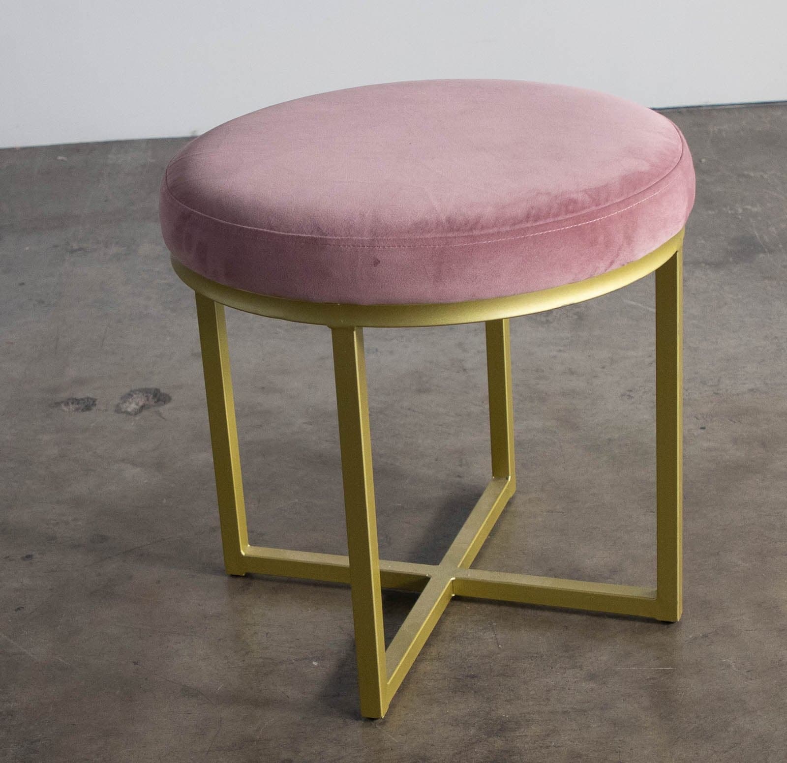 Vanity Stool with Gold Metal Base and Velvet Cushion - Image 1