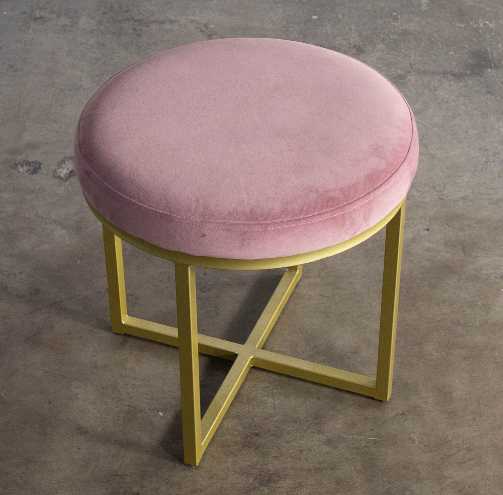 Vanity Stool with Gold Metal Base and Velvet Cushion - Thumbnail 3