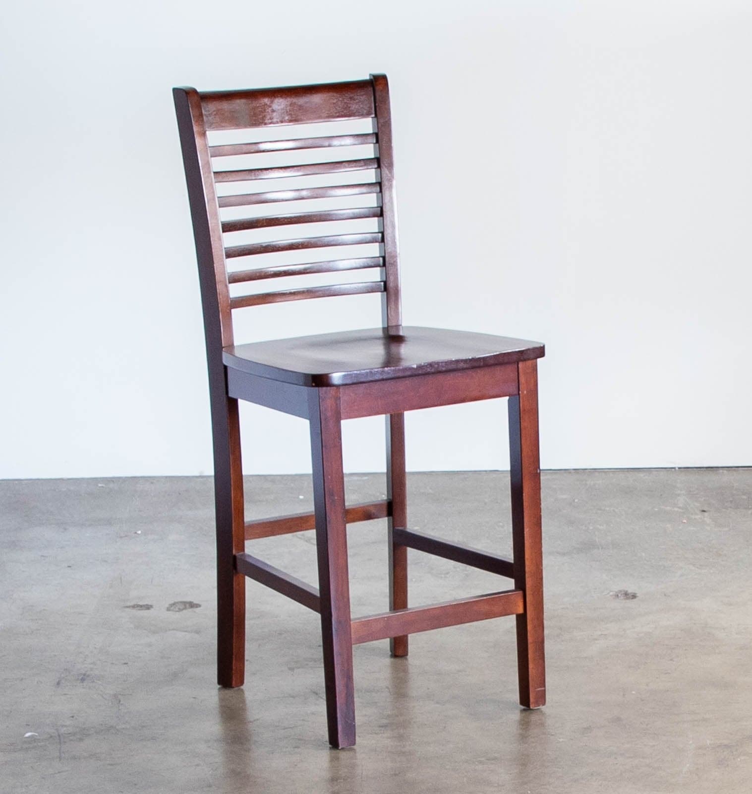 Counter Height Wood Stools with Back (Set of 2) - Thumbnail 3