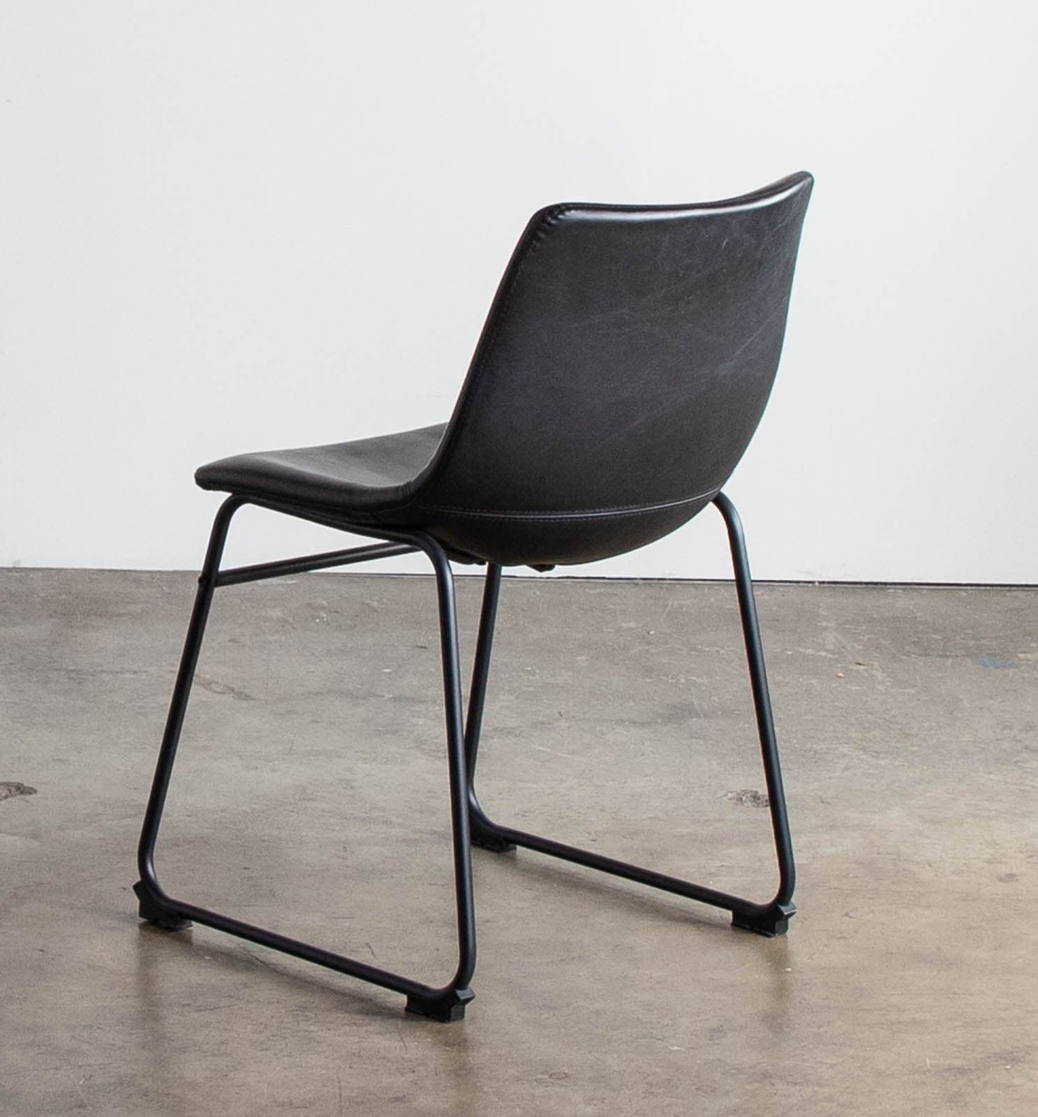 Walker Edison Douglas Urban Industrial Faux Leather Armless Dining Chairs, Set of 2, Black - Thumbnail 5