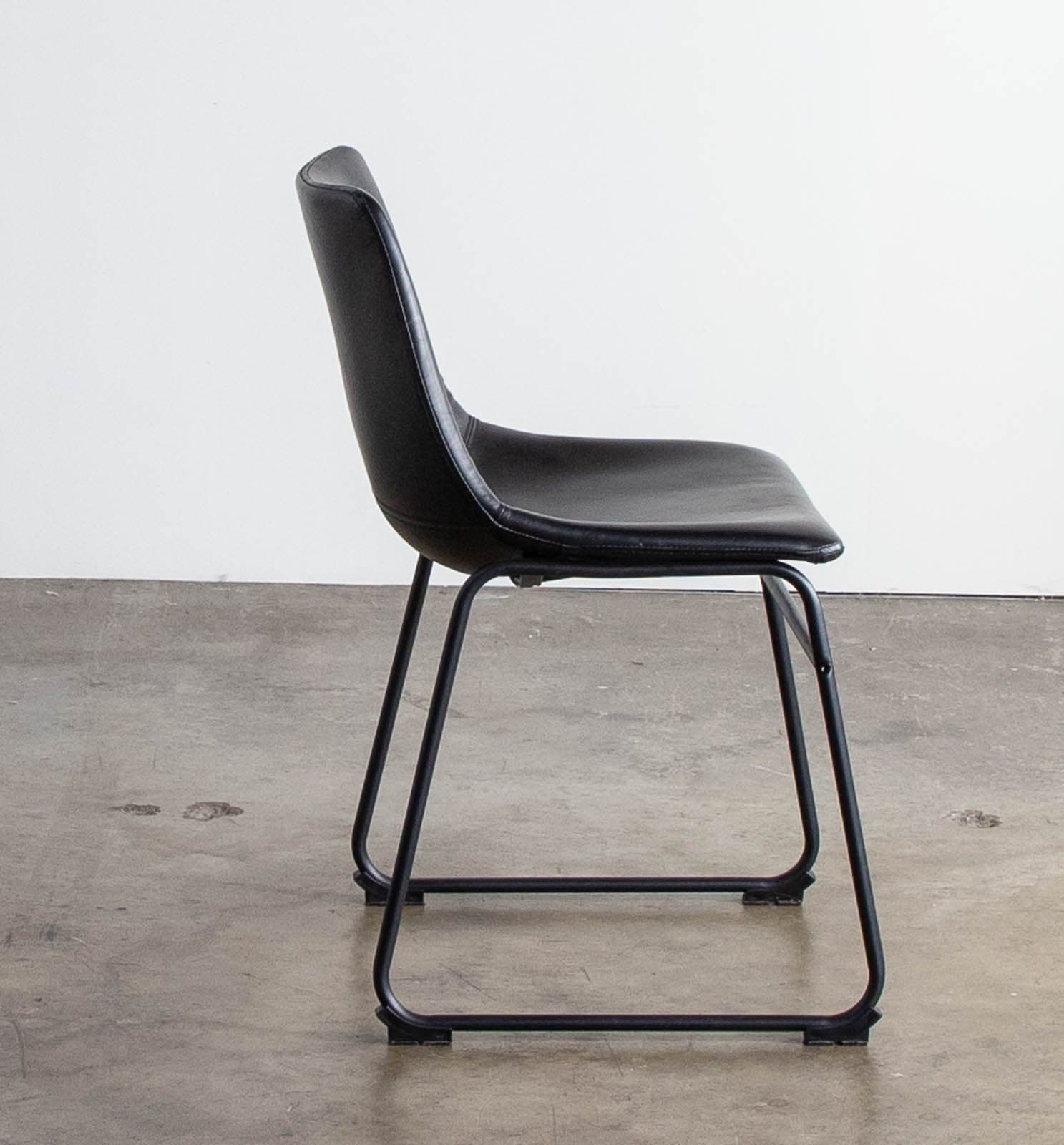 Walker Edison Douglas Urban Industrial Faux Leather Armless Dining Chairs, Set of 2, Black - Thumbnail 4