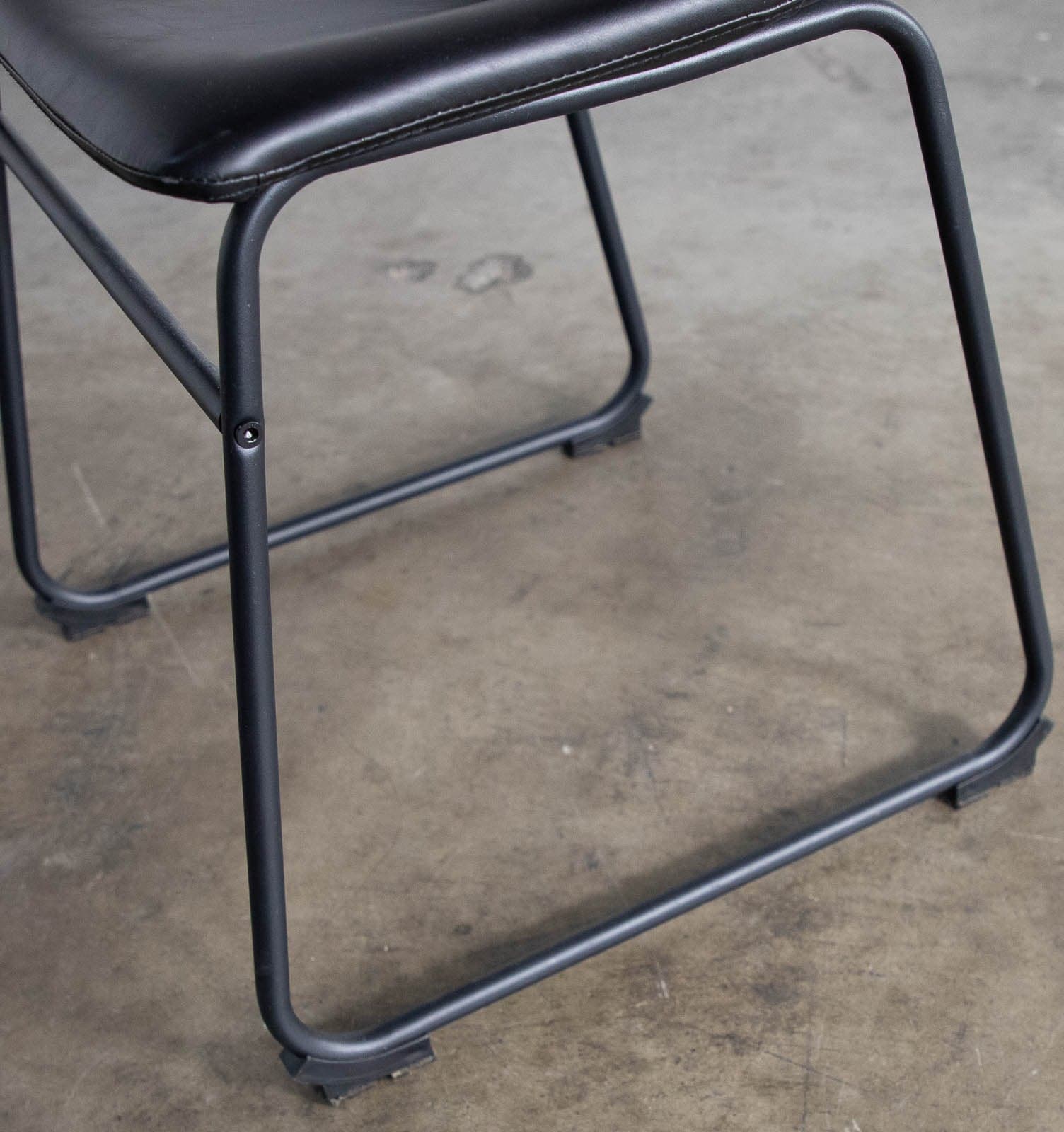 Walker Edison Douglas Urban Industrial Faux Leather Armless Dining Chairs, Set of 2, Black - Thumbnail 7