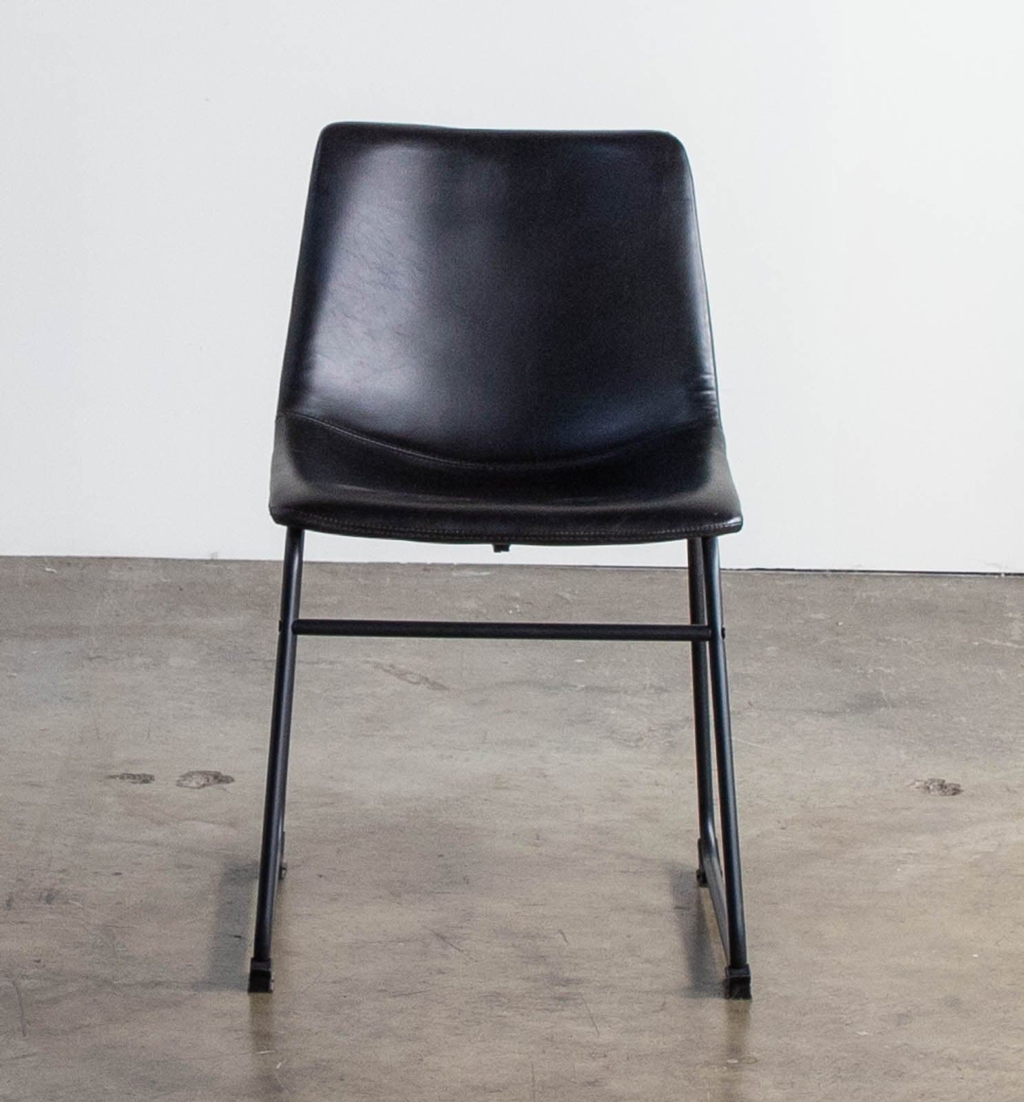 Walker Edison Douglas Urban Industrial Faux Leather Armless Dining Chairs, Set of 2, Black - Thumbnail 2