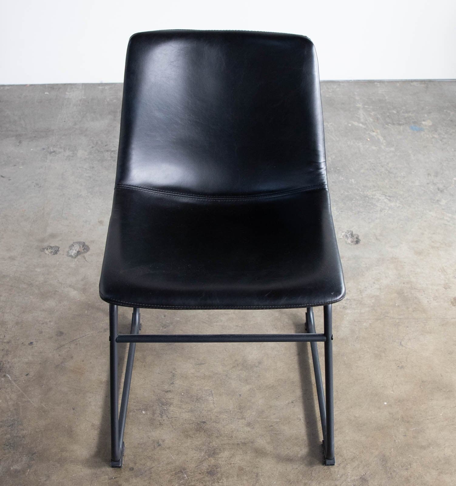 Walker Edison Douglas Urban Industrial Faux Leather Armless Dining Chairs, Set of 2, Black - Thumbnail 6