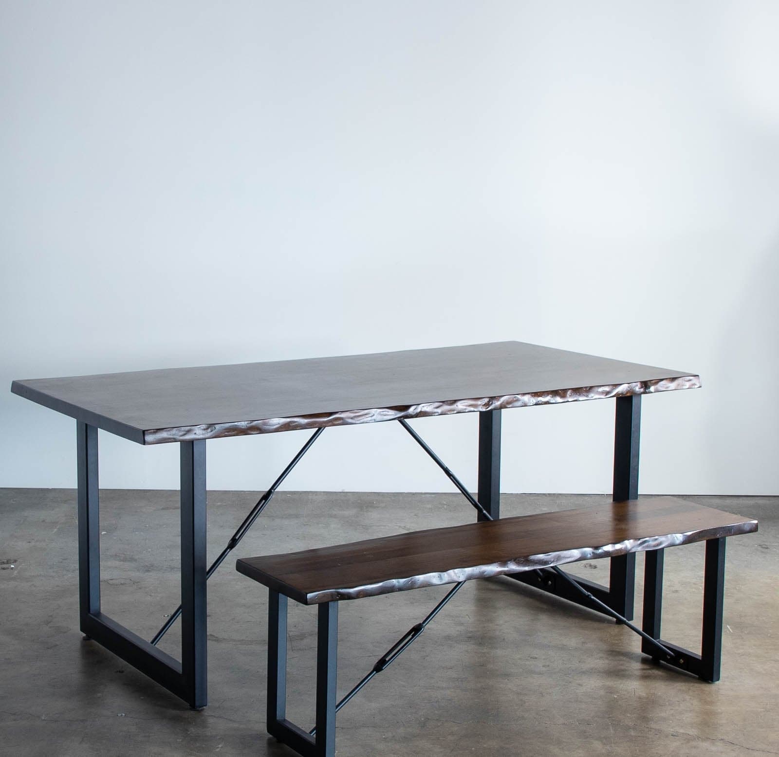 Three Posts Steger Industrial Dining Table with Sleek Metal Frame and Wood Tabletop - Thumbnail 3