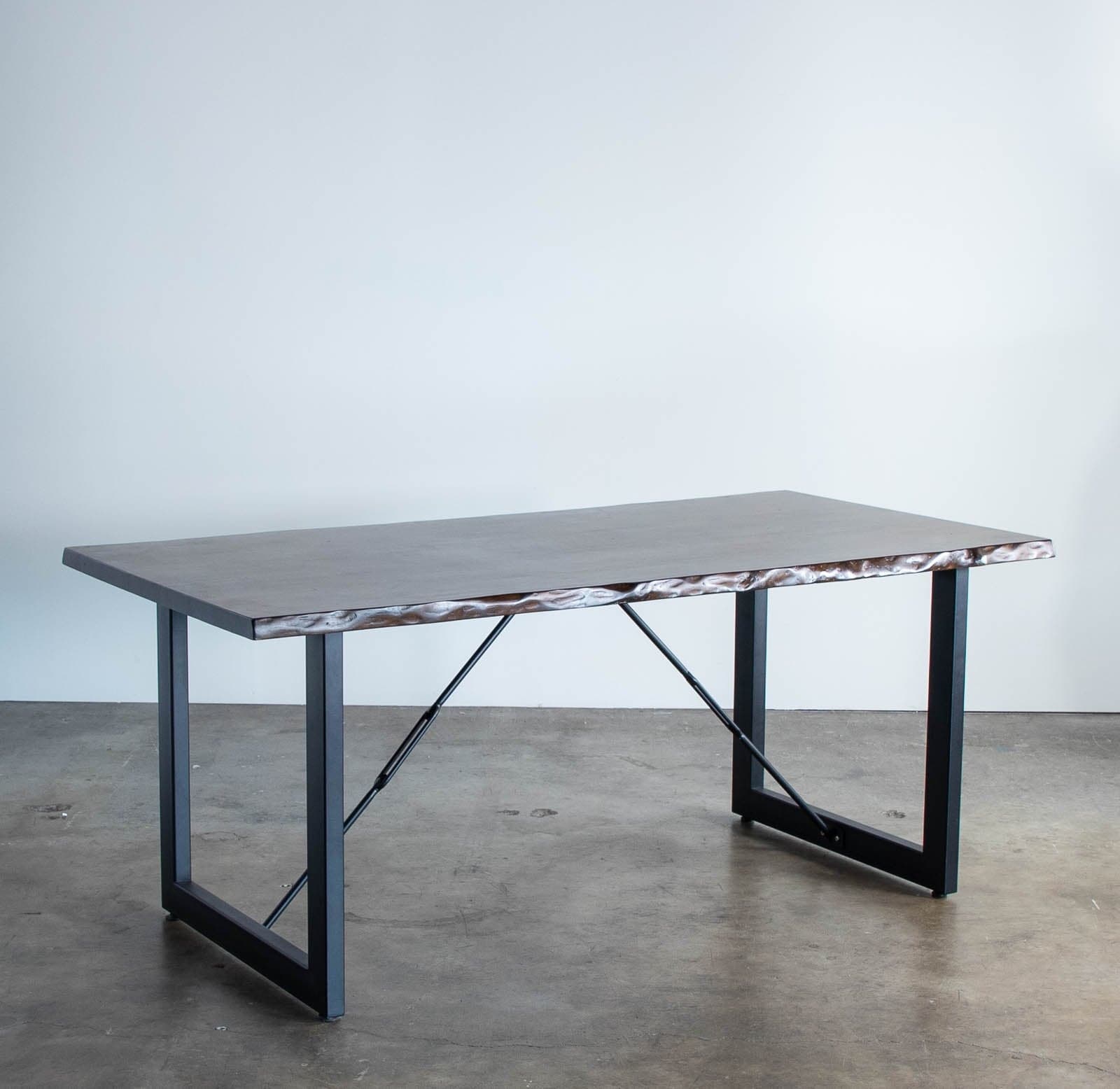 Three Posts Steger Industrial Dining Table with Sleek Metal Frame and Wood Tabletop - Thumbnail 2